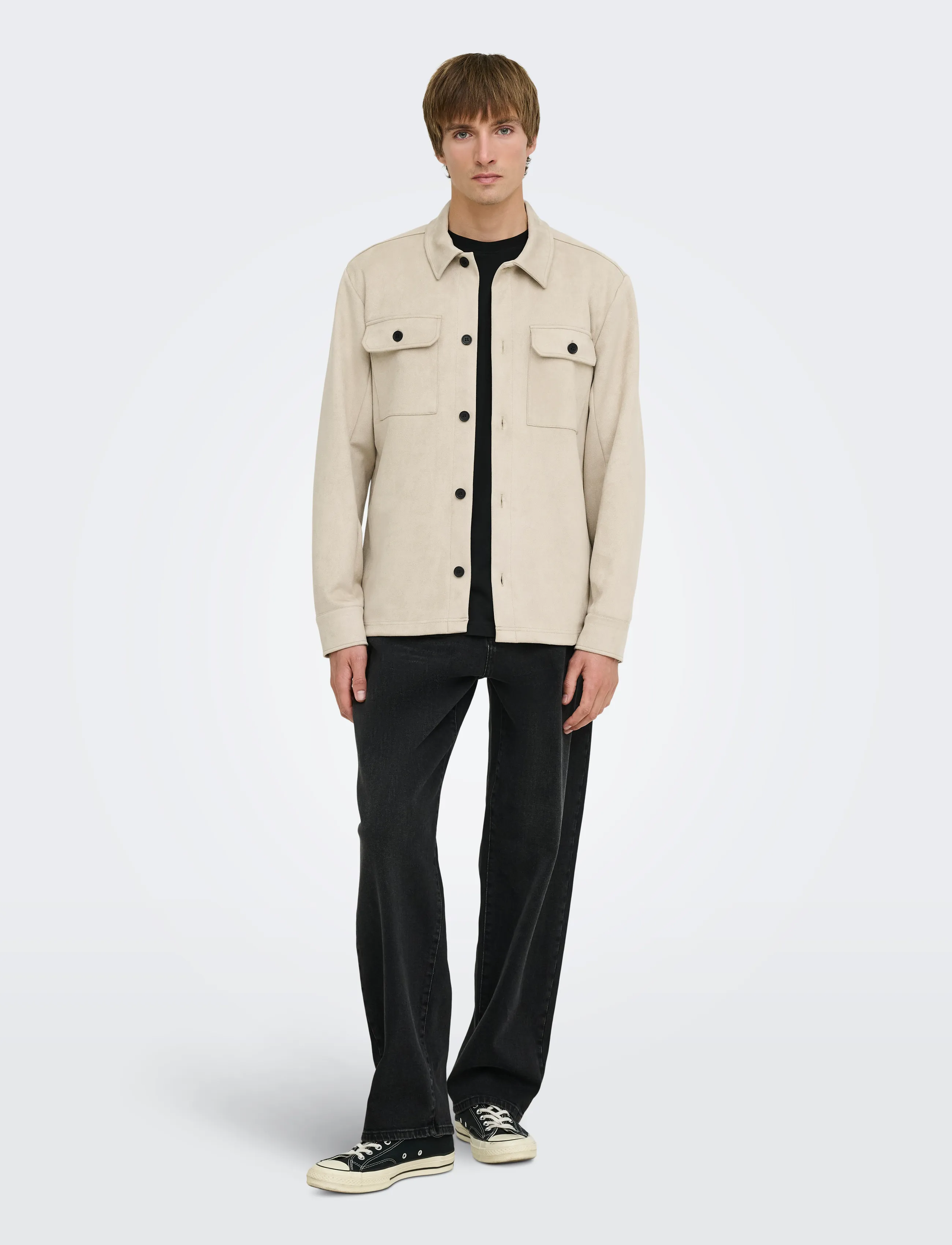 ONLY & SONS - ONSNATE KODYL FAUX  SUEDE OVRSHRT FRML - kollektioner - silver lining - 4