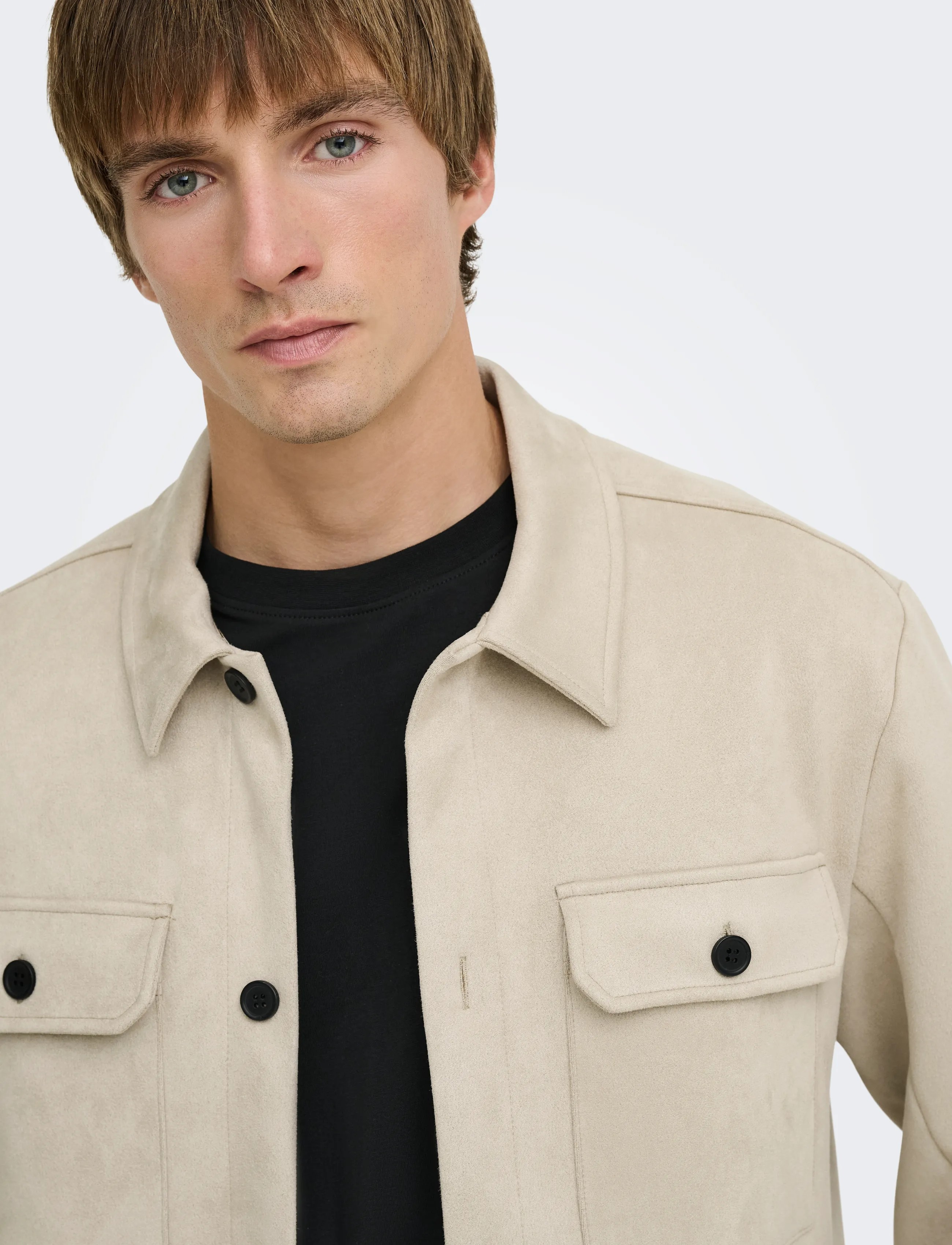 ONLY & SONS - ONSNATE KODYL FAUX  SUEDE OVRSHRT FRML - kollektioner - silver lining - 5