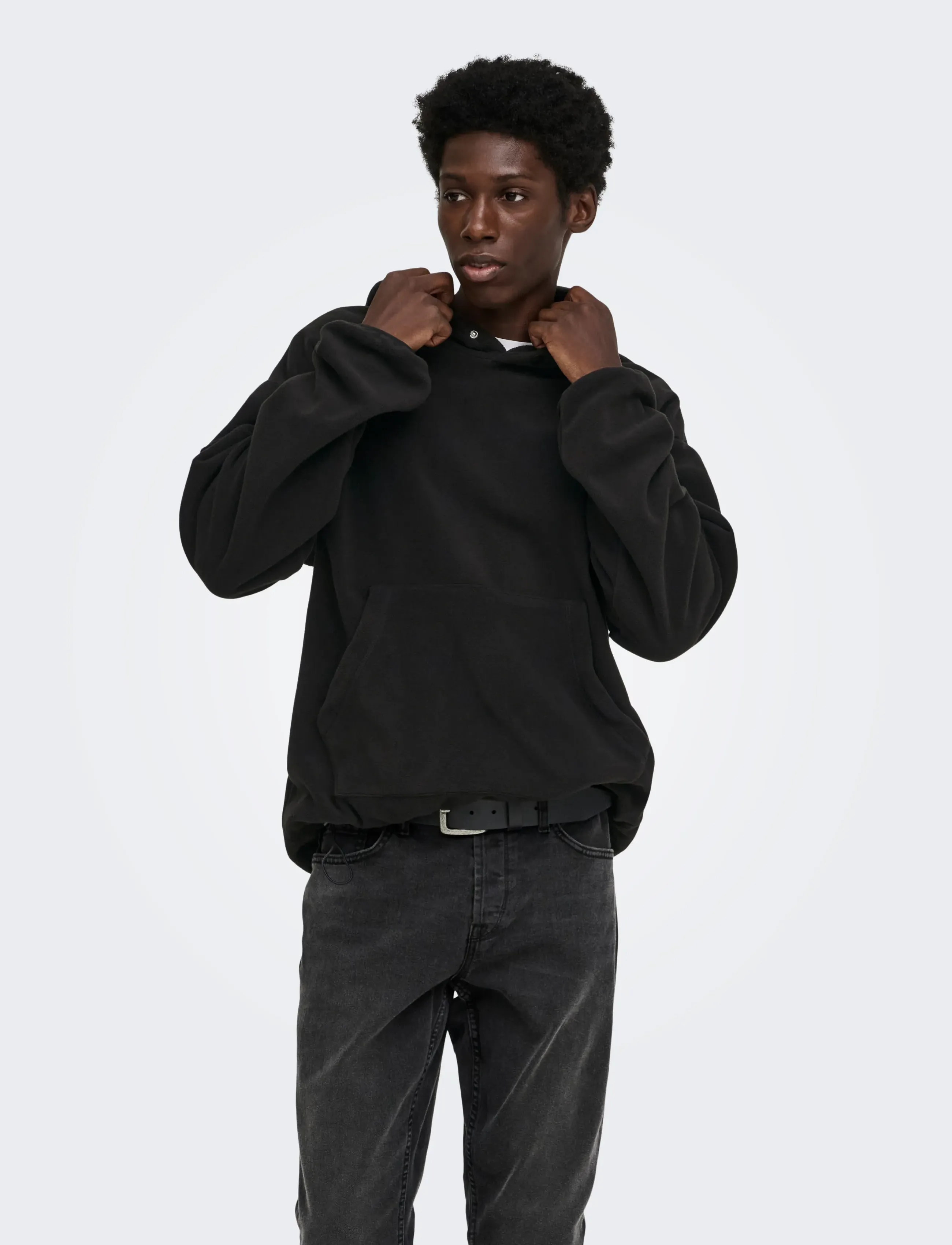 ONLY & SONS ONSHUNTER RLX LS FLEECE HOODIE - Kapuutsiga pusad - BLACK / black