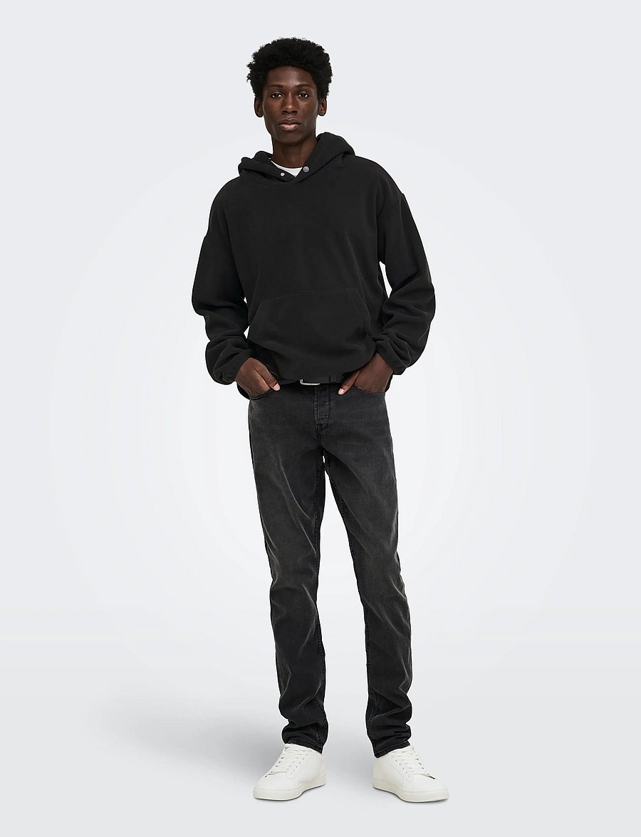 ONLY & SONS - ONSHUNTER RLX LS FLEECE HOODIE - teddy-pusad - black - 4