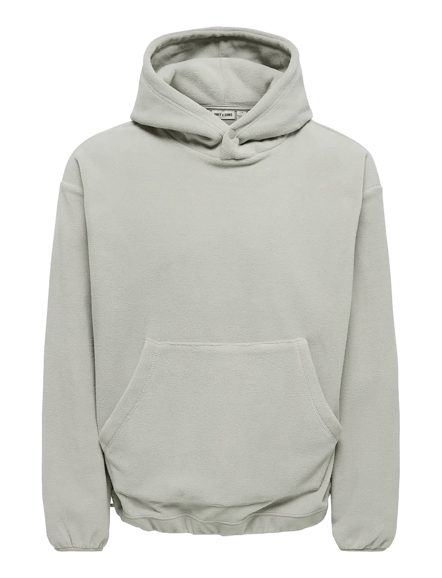 ONLY & SONS - ONSHUNTER RLX LS FLEECE HOODIE - teddy-pusad - ghost gray - 1