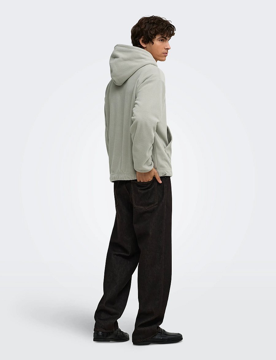 ONLY & SONS - ONSHUNTER RLX LS FLEECE HOODIE - teddy-pusad - ghost gray - 3