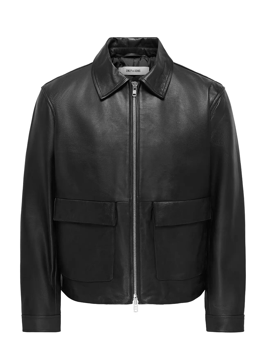 ONLY & SONS - ONSANDY LEATHER JACKET OTW - efterårsjakker - black - 0
