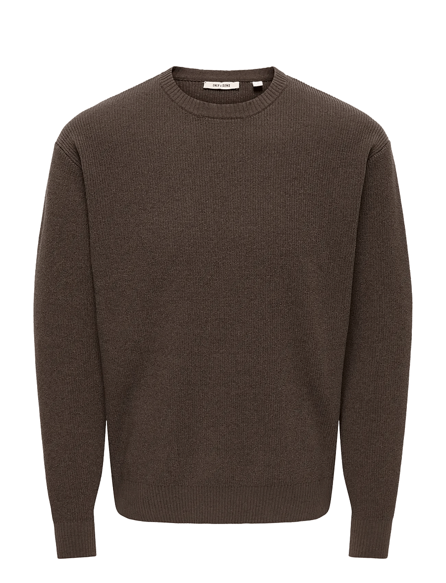ONLY & SONS - ONSRODGER RLX CREW NECK KNIT - rundhals - chocolate brown - 0