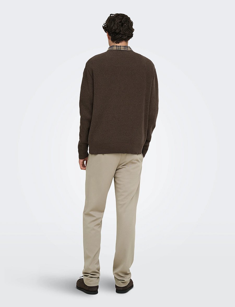 ONLY & SONS - ONSRODGER RLX CREW NECK KNIT - rundhals - chocolate brown - 3