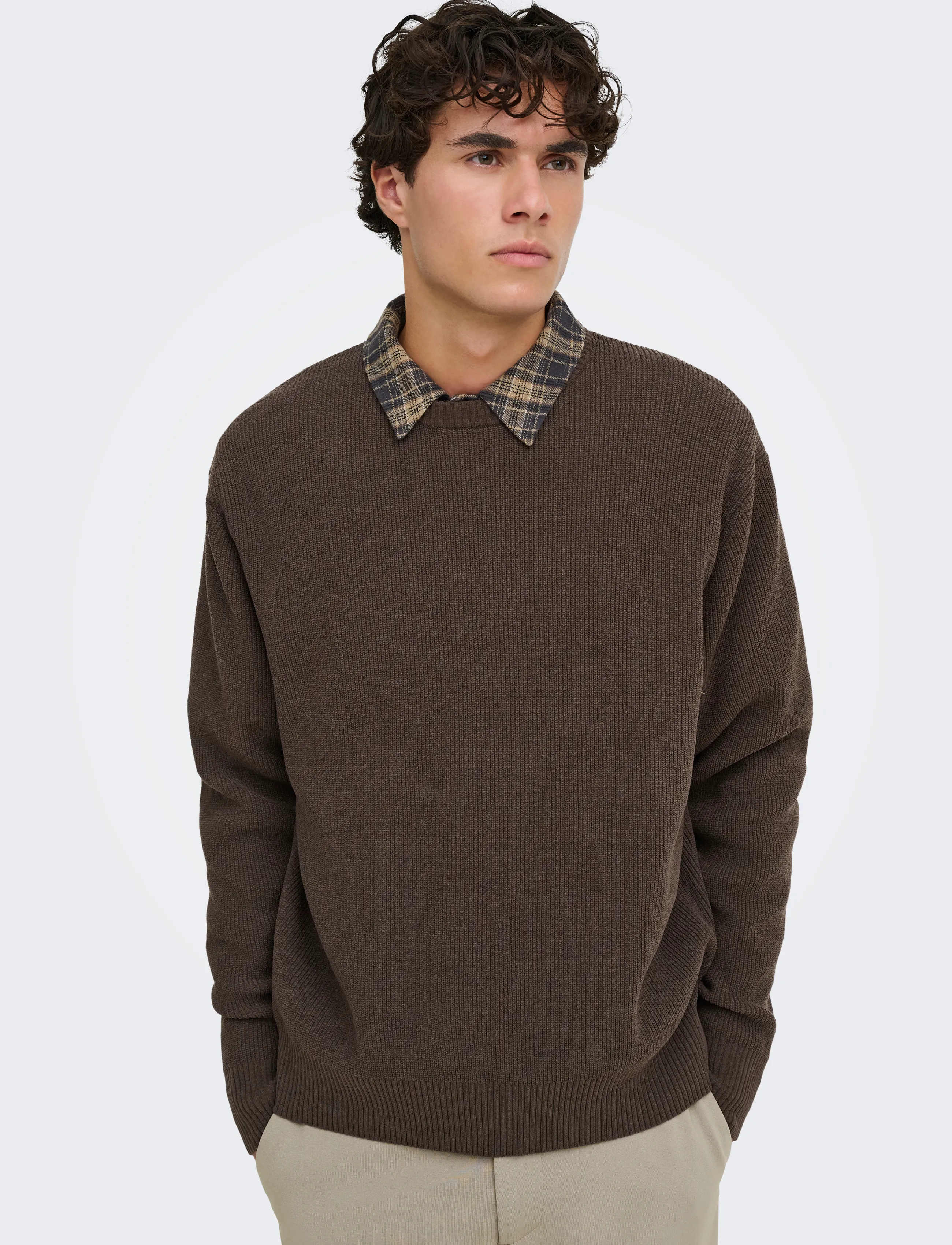 ONLY & SONS ONSRODGER RLX CREW NECK KNIT - Streetstyle - CHOCOLATE BROWN / brown