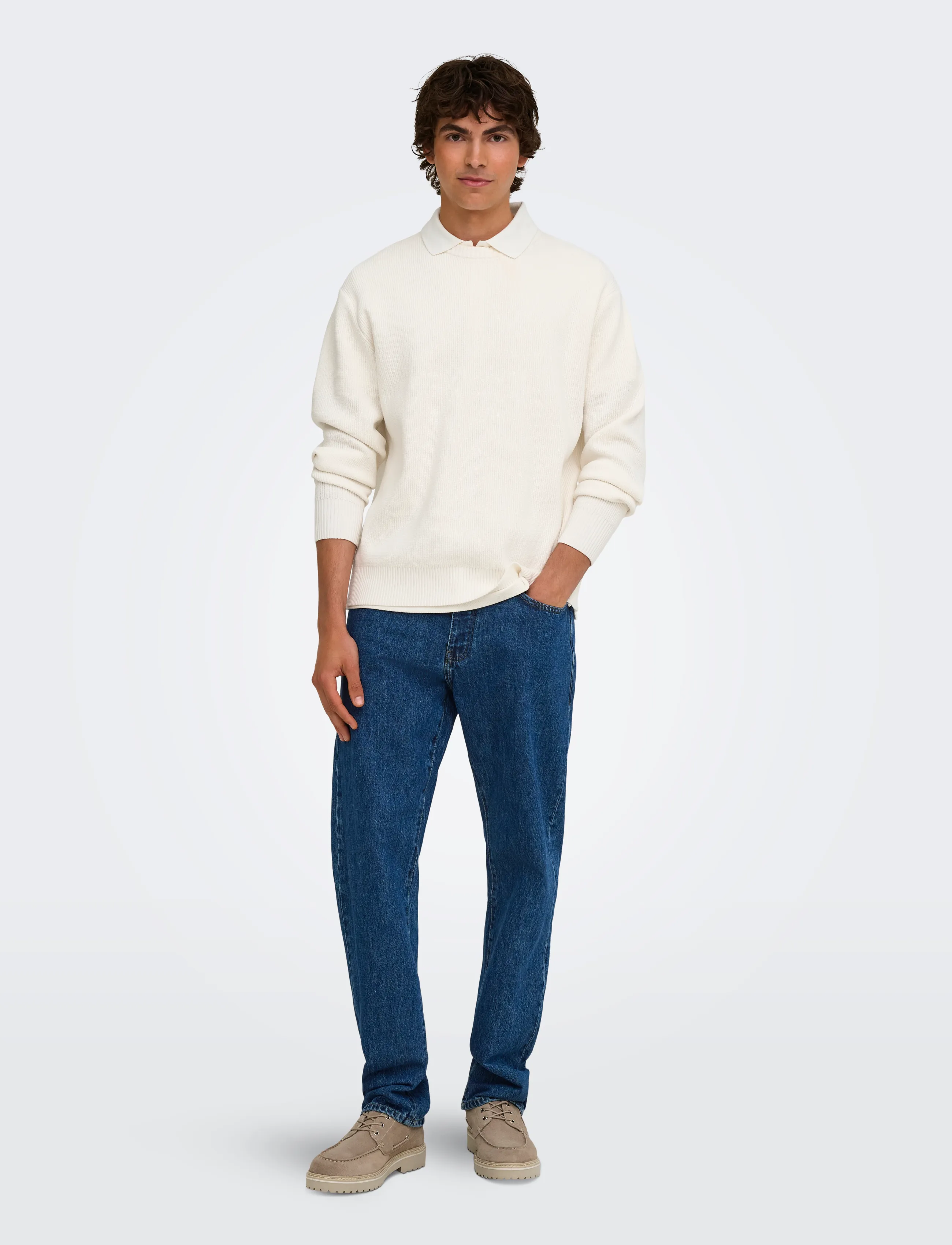 ONLY & SONS - ONSRODGER RLX CREW NECK KNIT - rund hals - cloud dancer - 4