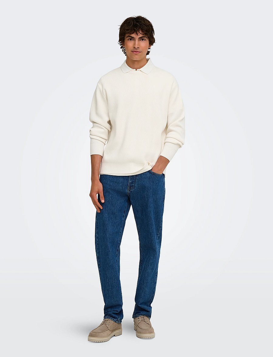 ONLY & SONS - ONSRODGER RLX CREW NECK KNIT - rundhals - cloud dancer - 4