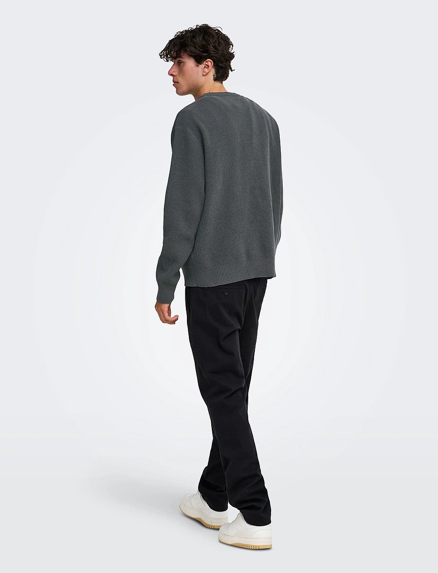 ONLY & SONS - ONSRODGER RLX CREW NECK KNIT - rundhals - grey pinstripe - 3