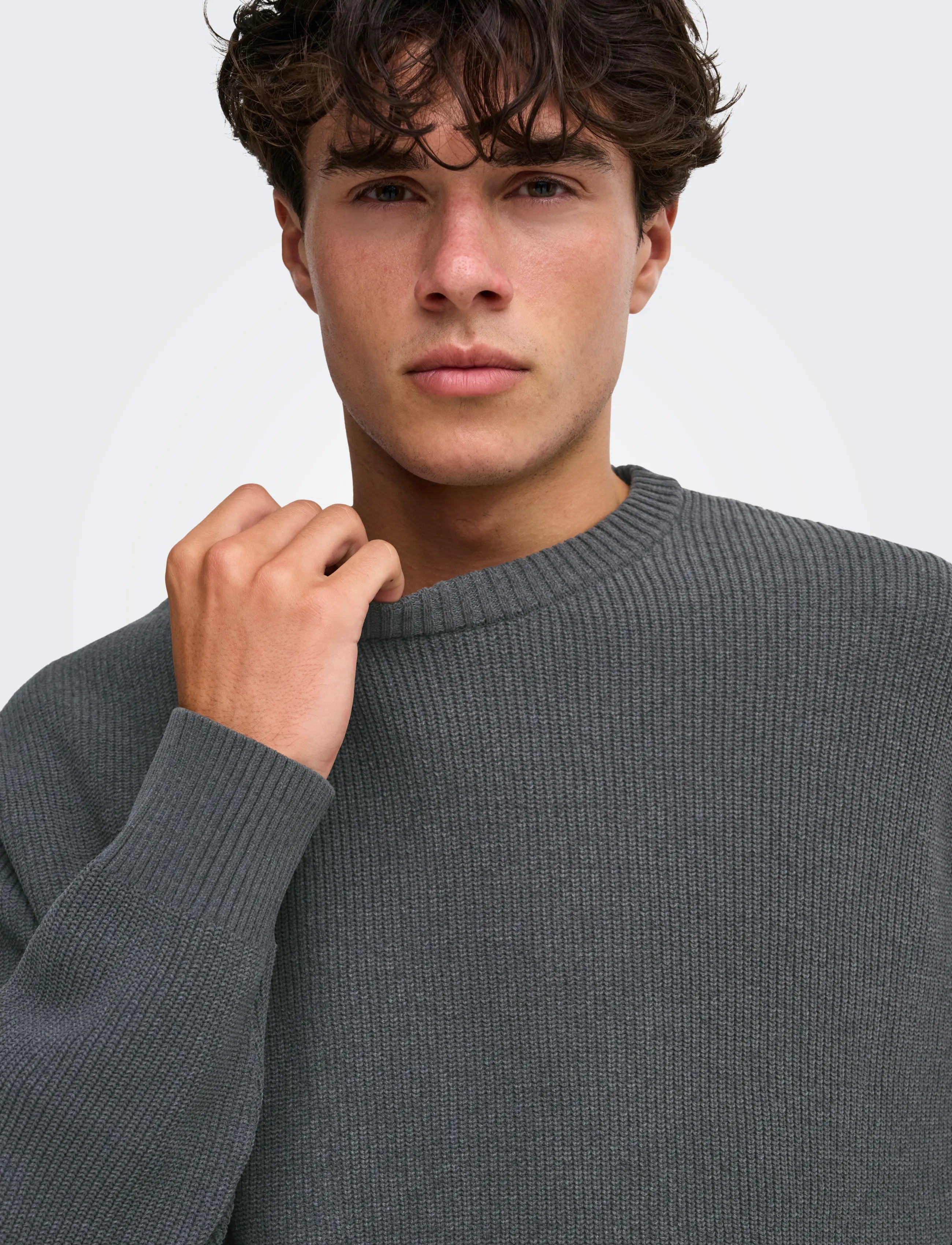 ONLY & SONS - ONSRODGER RLX CREW NECK KNIT - rundhals - grey pinstripe - 5