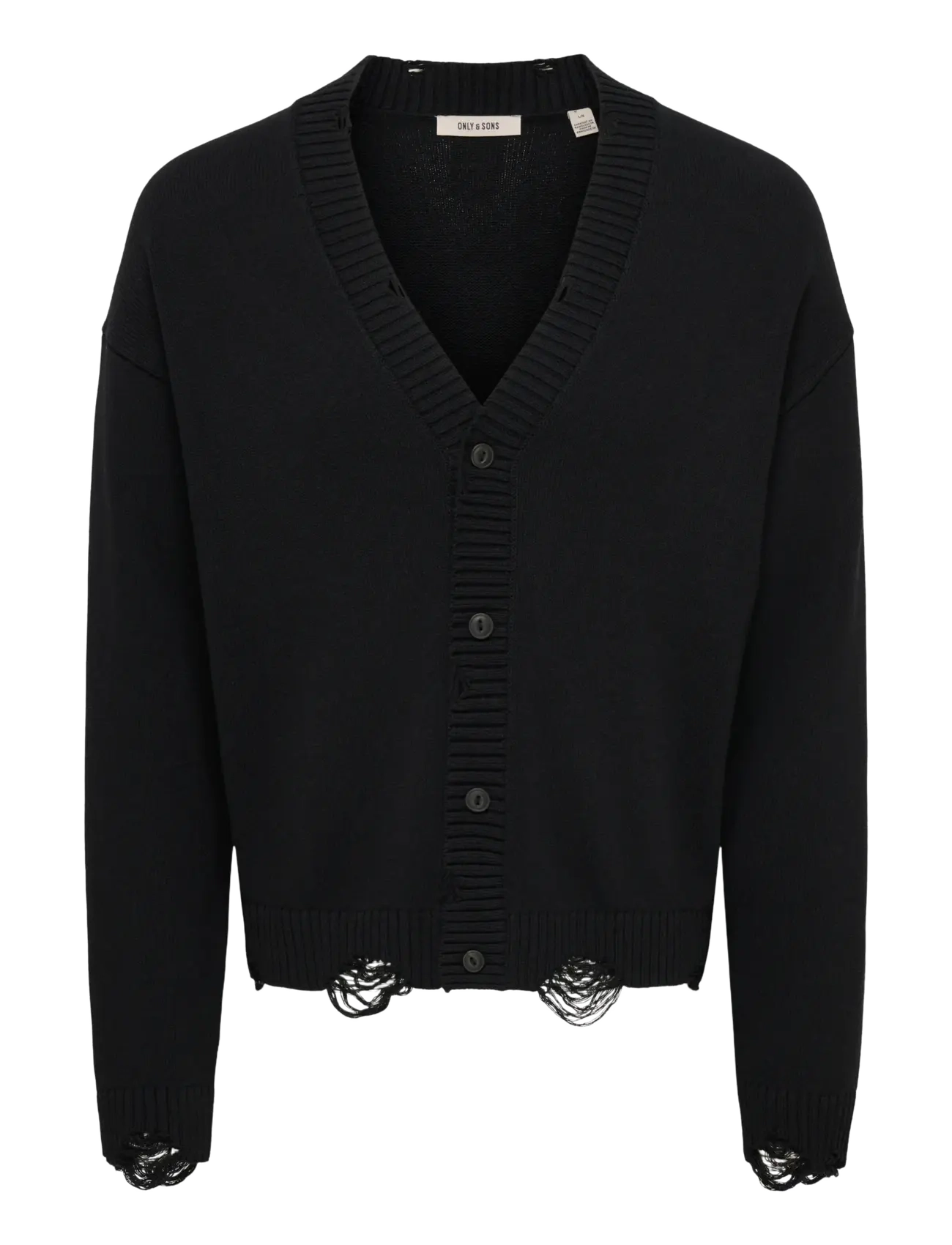 ONLY & SONS Onstune Ds Crop Cardigan Knit, M, Knitwear, Schwarz - Cardigans, Männerswear