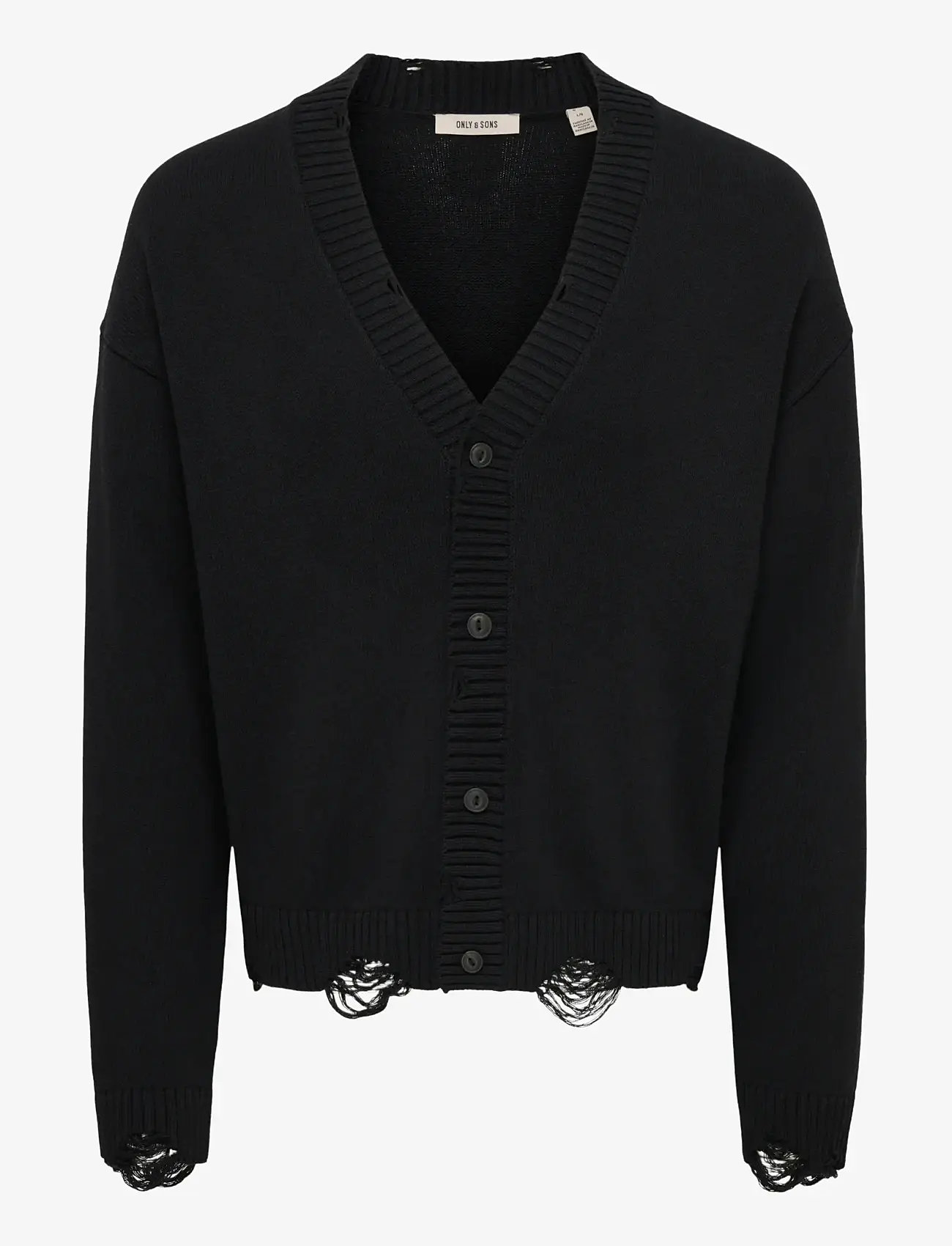 ONLY & SONS - ONSTUNE DS CROP CARDIGAN KNIT - cardigans - black - 0