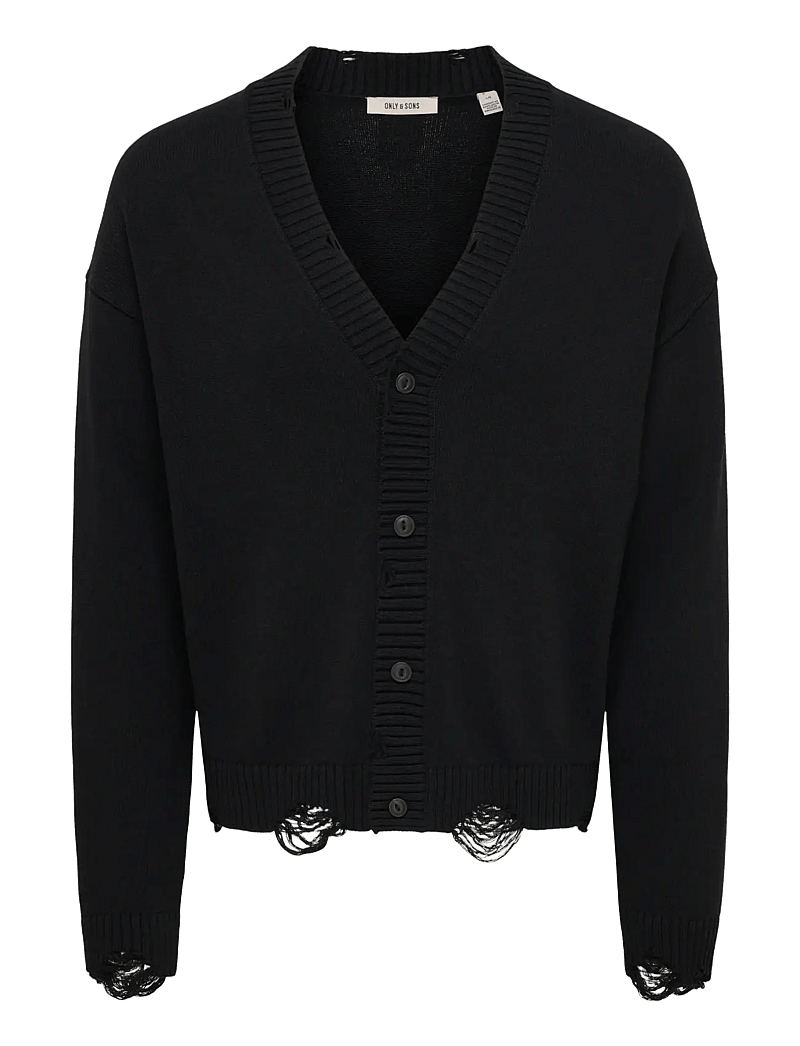 ONLY & SONS - ONSTUNE DS CROP CARDIGAN KNIT - cardigans - black - 0