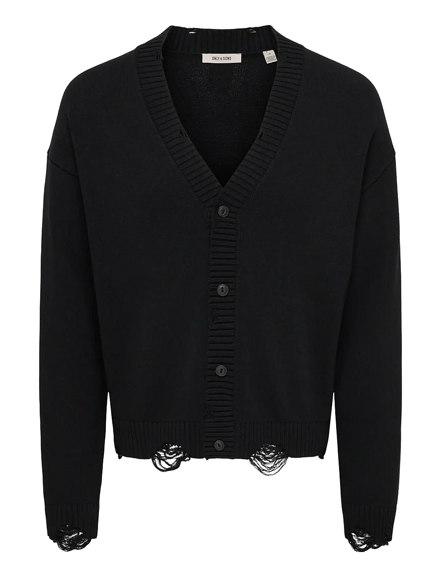 ONLY & SONS - ONSTUNE DS CROP CARDIGAN KNIT - hnepptar peysur - black - 0