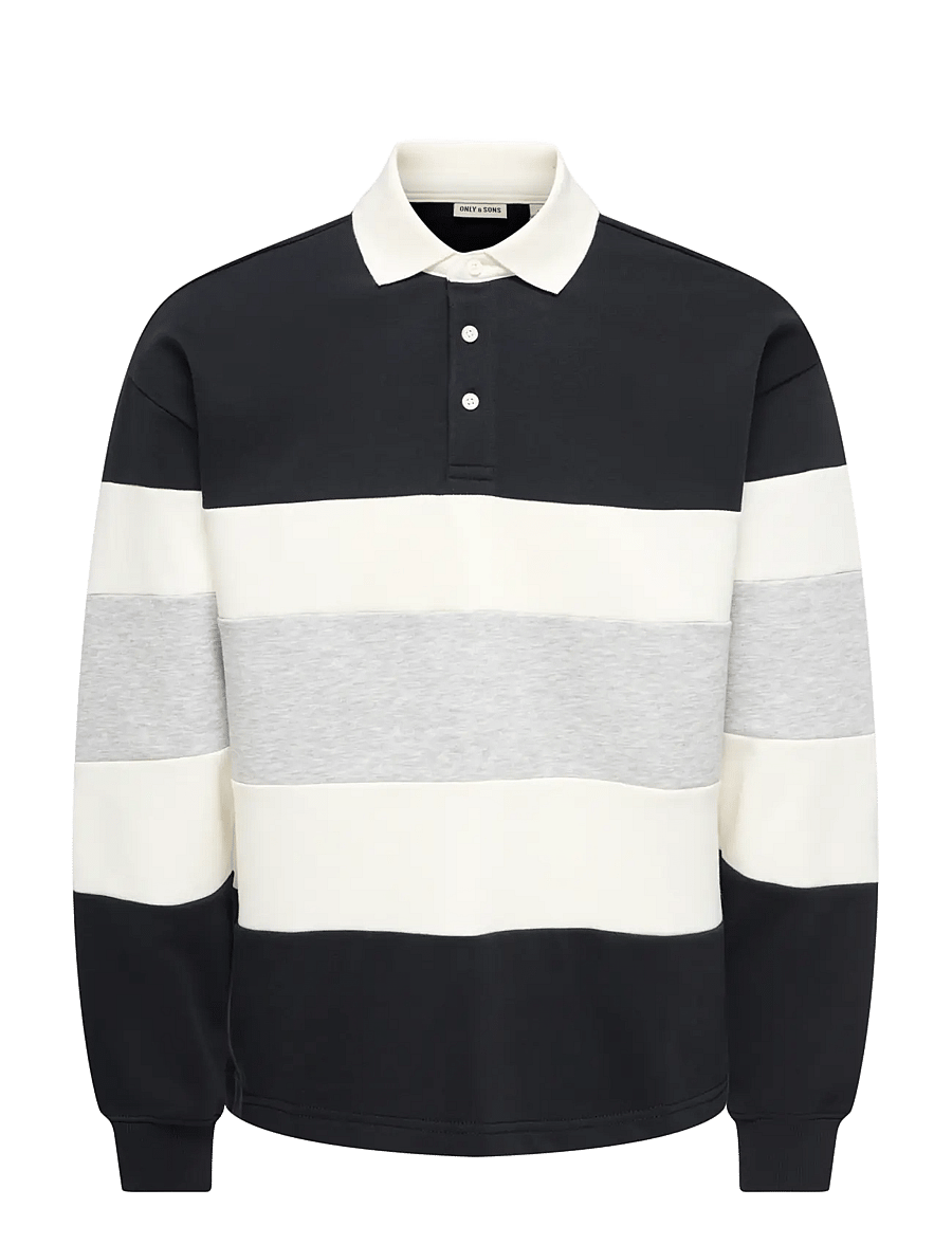 ONLY & SONS - ONSBENEDICT LS RUBGY RLX SWEAT POLO - black - 1