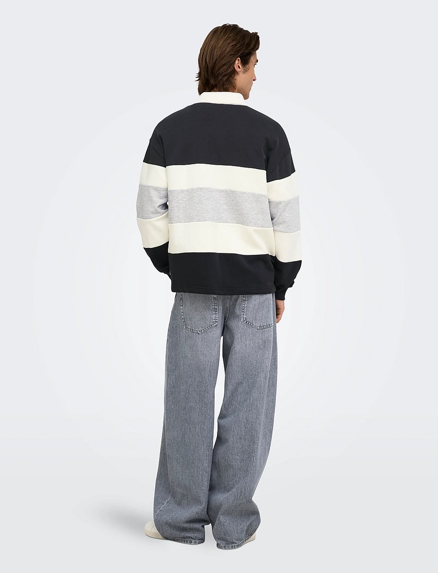 ONLY & SONS - ONSBENEDICT LS RUBGY RLX SWEAT POLO - black - 3