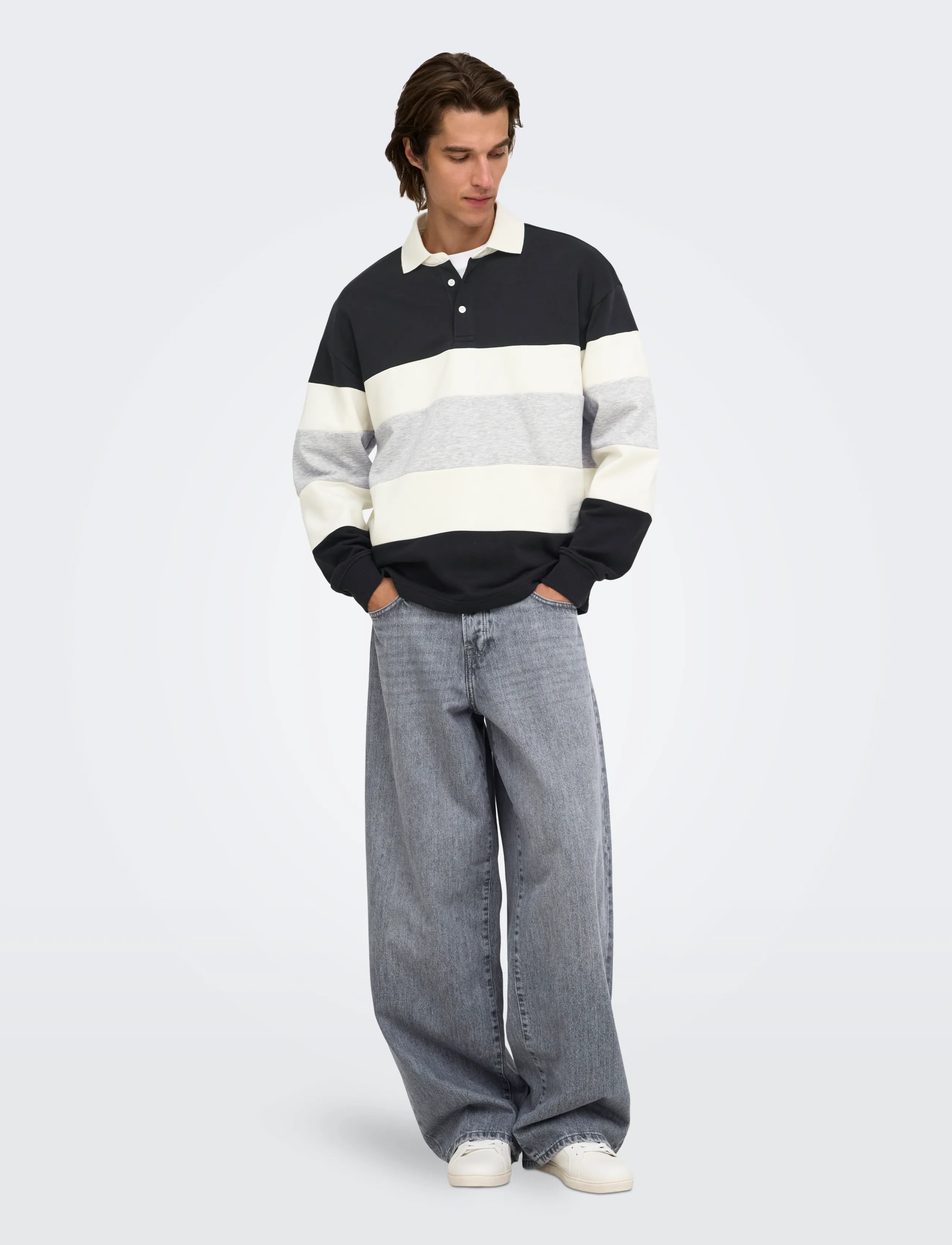 ONLY & SONS - ONSBENEDICT LS RUBGY RLX SWEAT POLO - black - 4