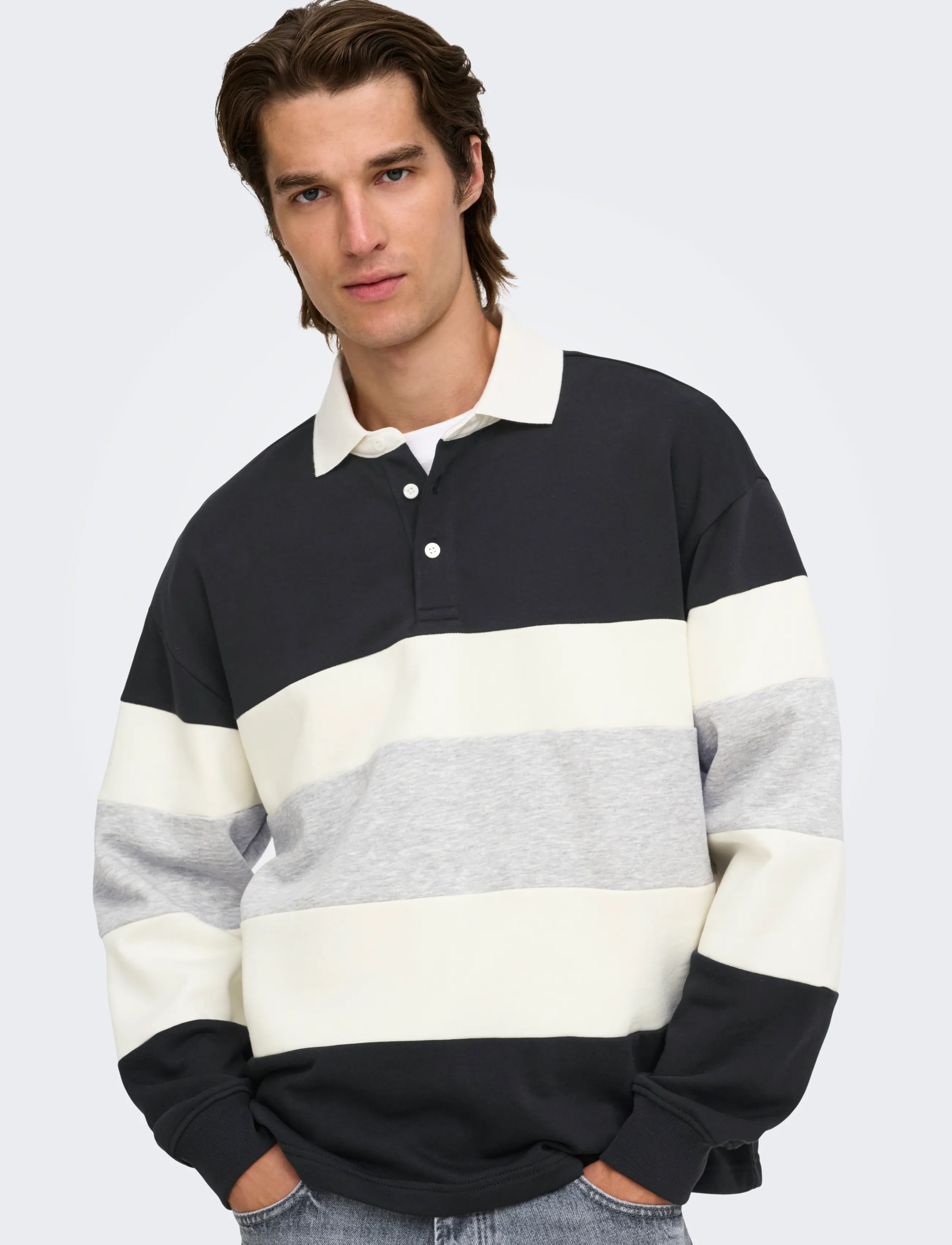 ONLY & SONS Onsbenedict Ls Rubgy Rlx Sweat Polo sweatshirts herr – bild 6