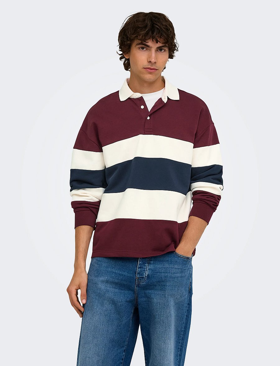 ONLY & SONS - ONSBENEDICT LS RUBGY RLX SWEAT POLO - port royale - 0