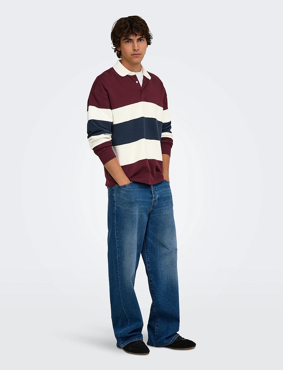 ONLY & SONS - ONSBENEDICT LS RUBGY RLX SWEAT POLO - port royale - 4