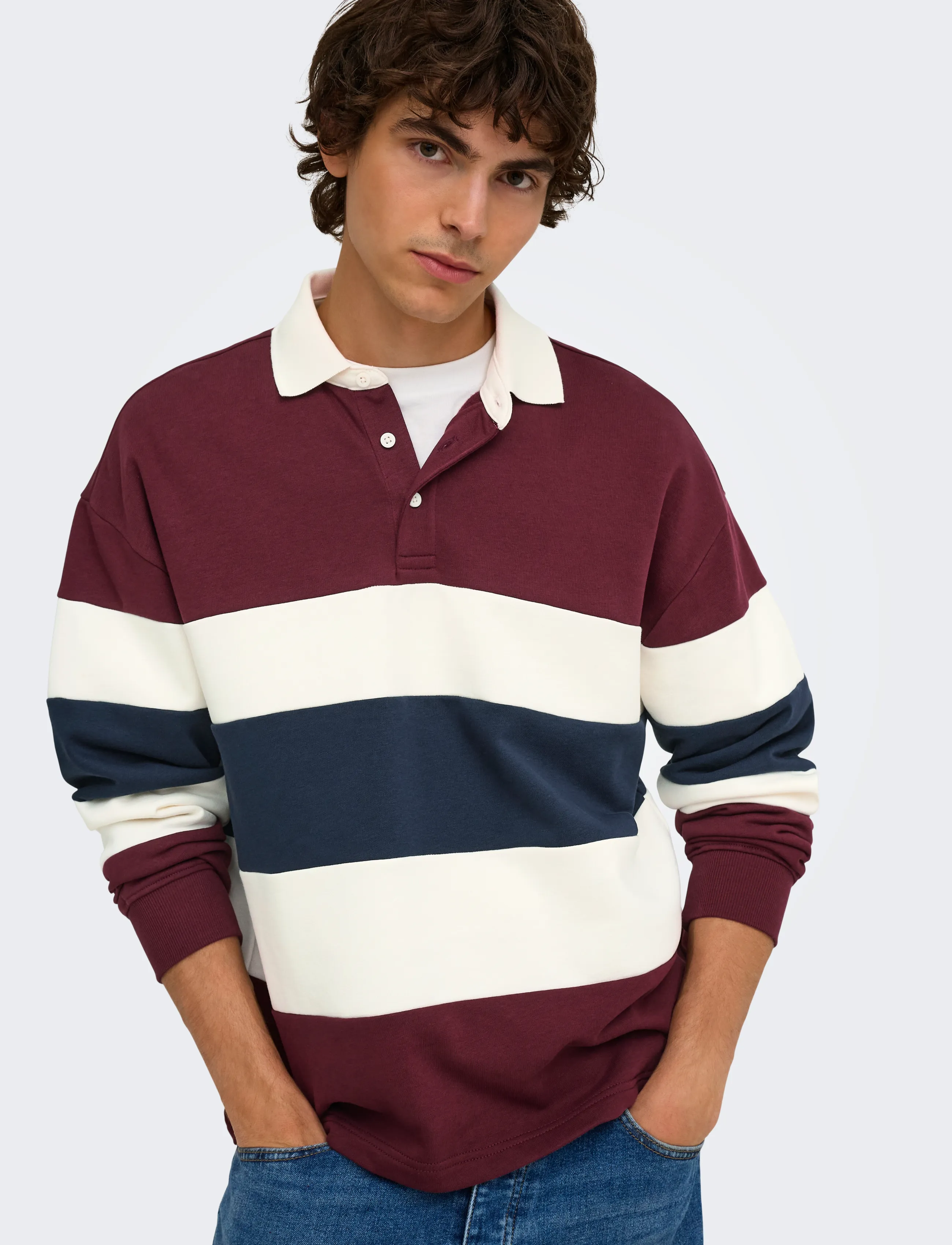 ONLY & SONS Onsbenedict Ls Rubgy Rlx Sweat Polo sweatshirts herr – bild 6