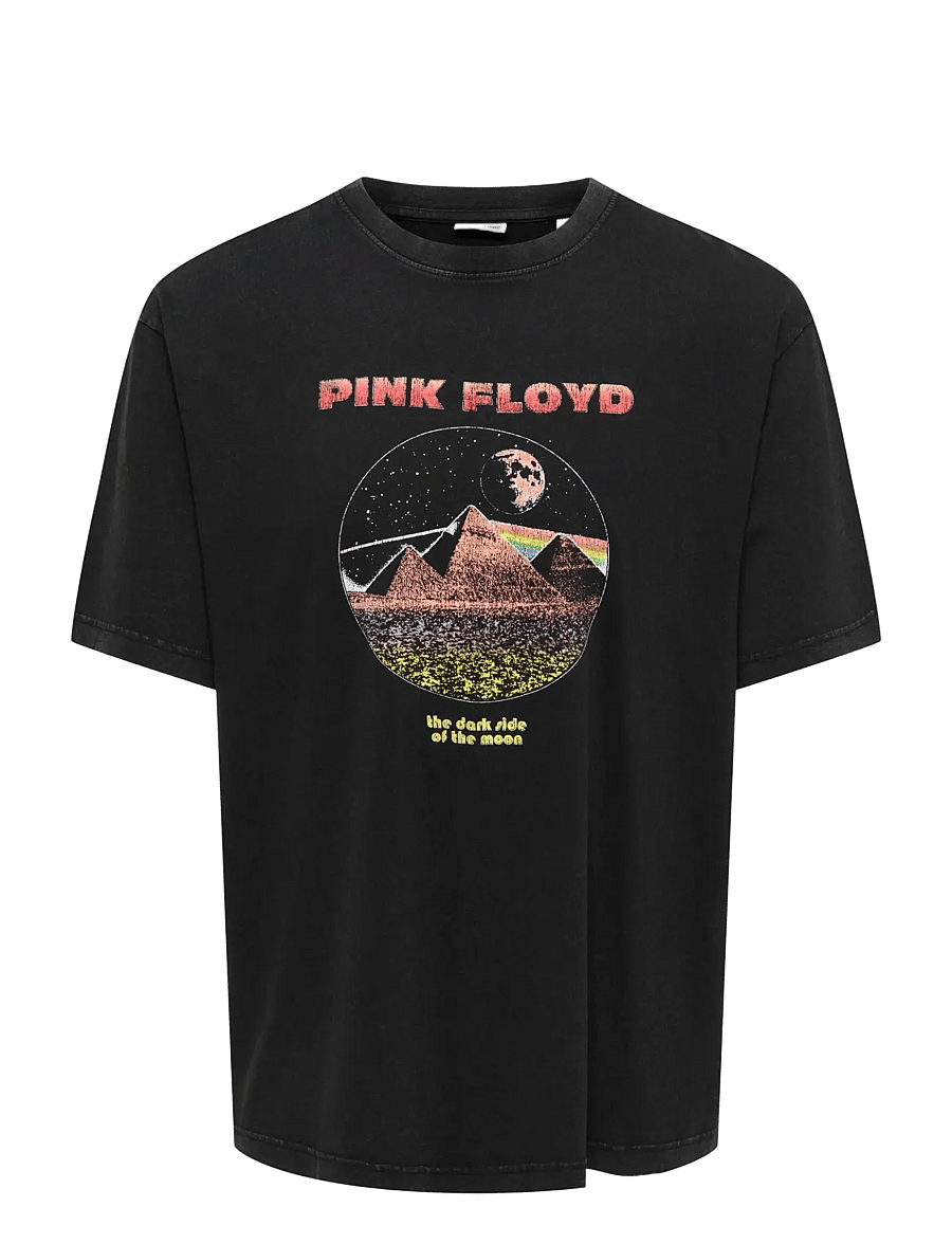 ONLY & SONS - ONSPINK FLOYD LIFE RLX SS WASHED LIC TEE - lühikeste varrukatega t-särgid - black - 0