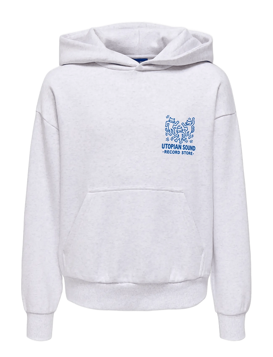 ONLY & SONS - OSJCERES RLX WORLD WIDE LS HOODIE - super light grey melange - 0