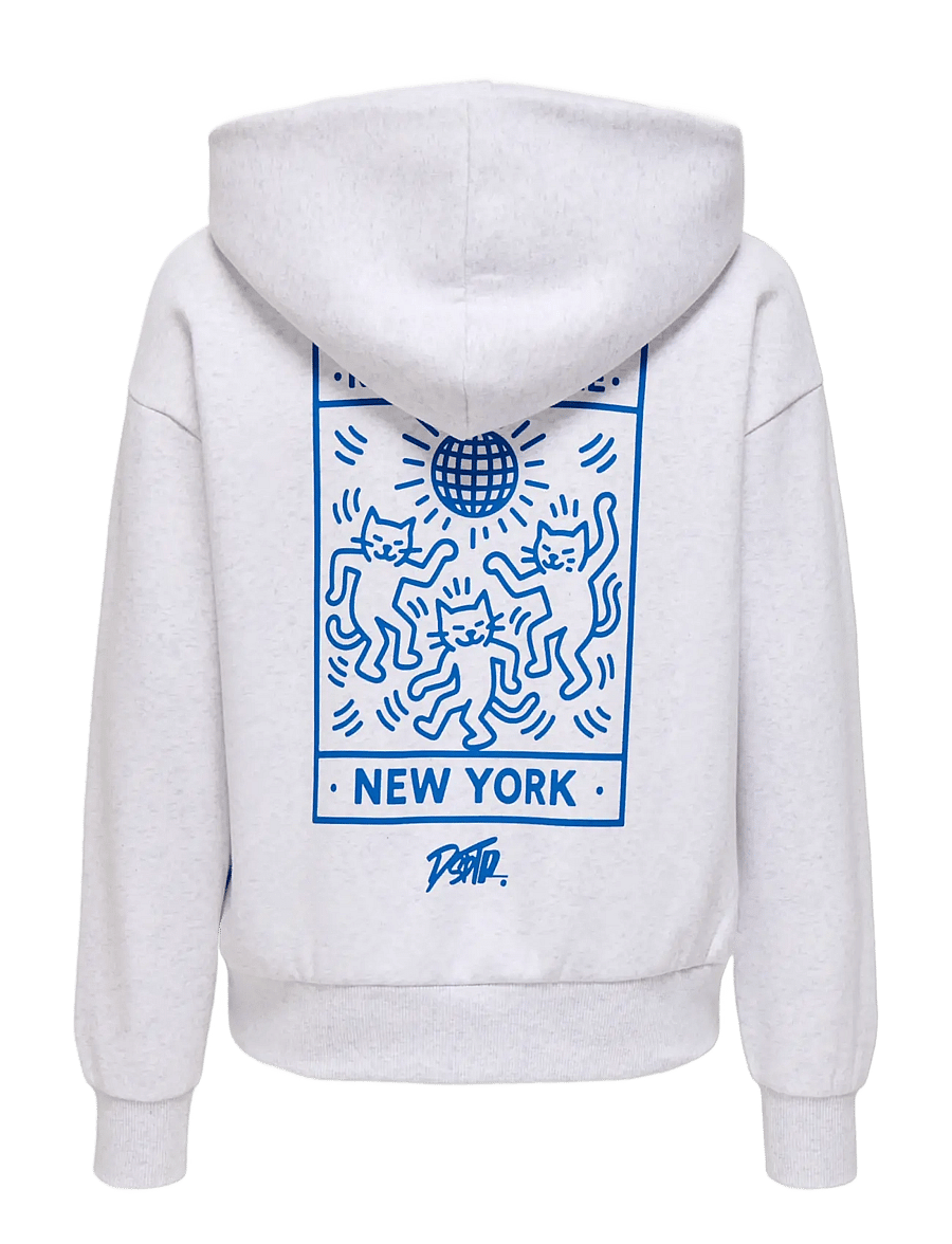 ONLY & SONS - OSJCERES RLX WORLD WIDE LS HOODIE - super light grey melange - 1