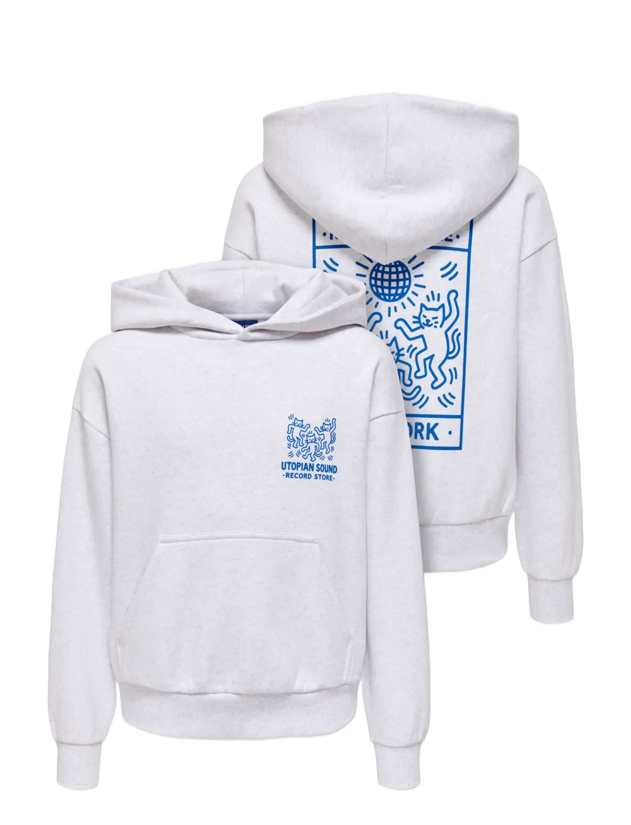 ONLY & SONS - OSJCERES RLX WORLD WIDE LS HOODIE - super light grey melange - 2