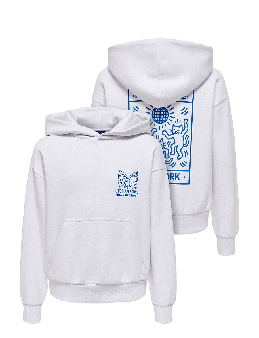 ONLY & SONS - OSJCERES RLX WORLD WIDE LS HOODIE - super light grey melange - 2