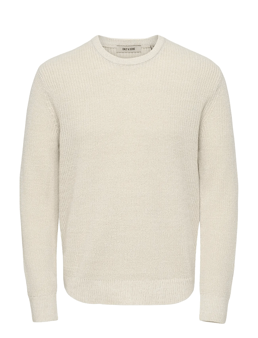 ONLY & SONS - ONSJONAS REG CREW NECK KNIT - round necks - egret - 1