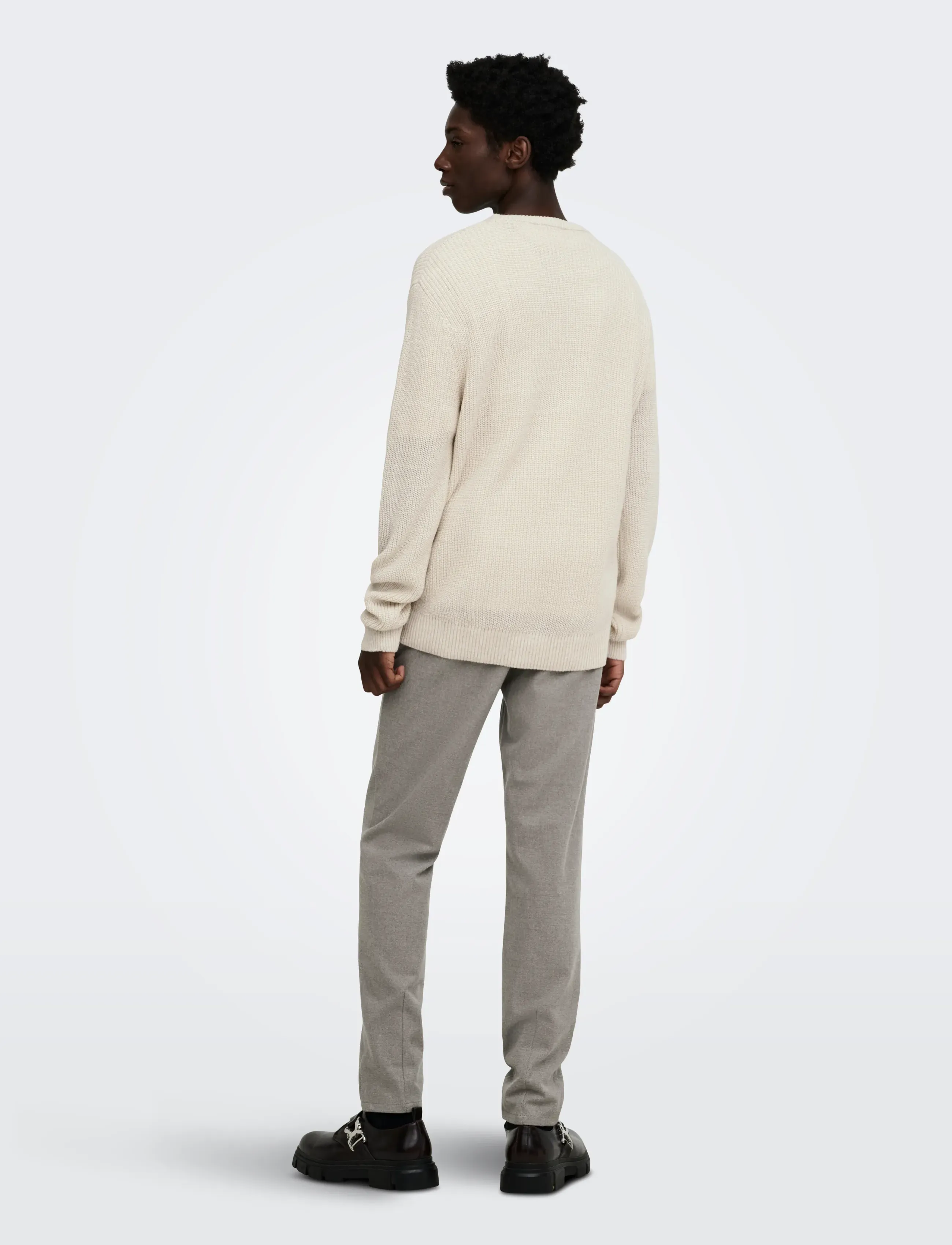 ONLY & SONS - ONSJONAS REG CREW NECK KNIT - round necks - egret - 3