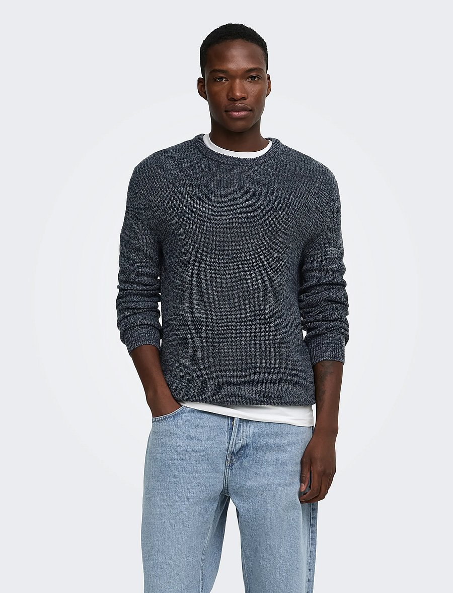 ONLY & SONS - ONSJONAS REG CREW NECK KNIT - rund hals - sky captain - 0