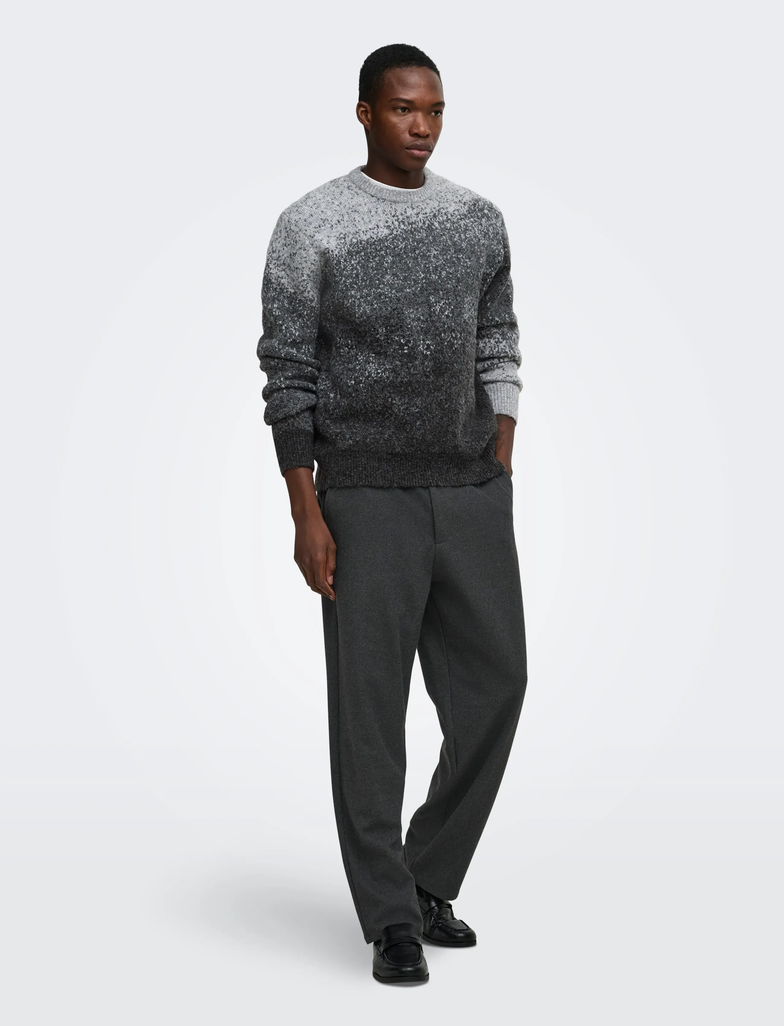 ONLY & SONS - ONSOSCAR RLX CREW NECK KNIT - light grey melange - 4