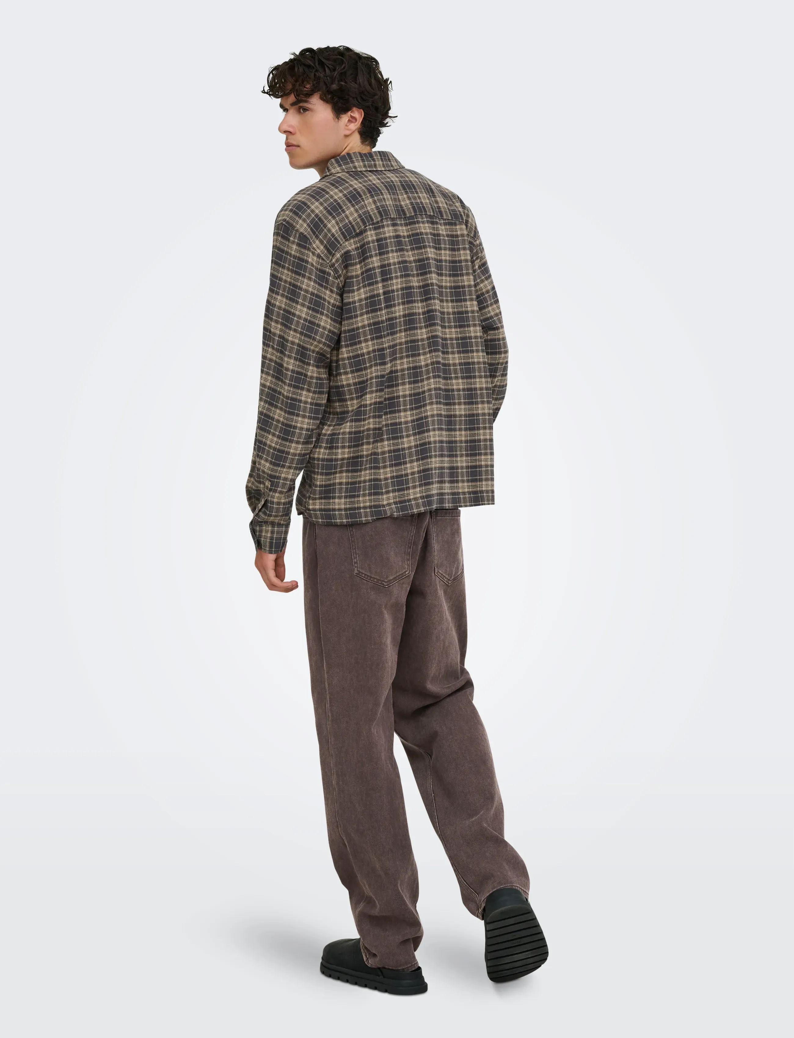 ONLY & SONS - ONSHALE FLANNEL CHECK SHIRT RLX FIT - flanellskjortor - grey pinstripe - 3