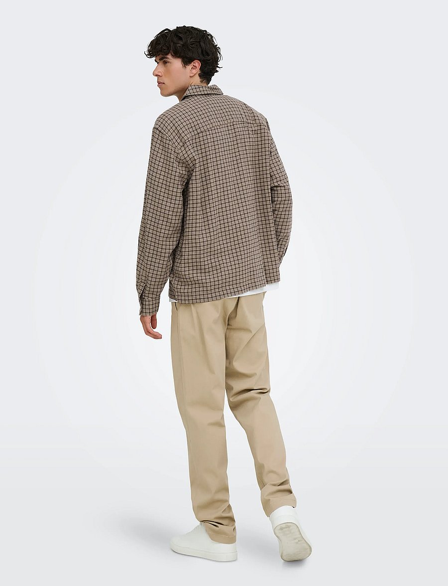 ONLY & SONS - ONSHALE FLANNEL CHECK SHIRT RLX FIT - flanell-hemden - travertine - 3