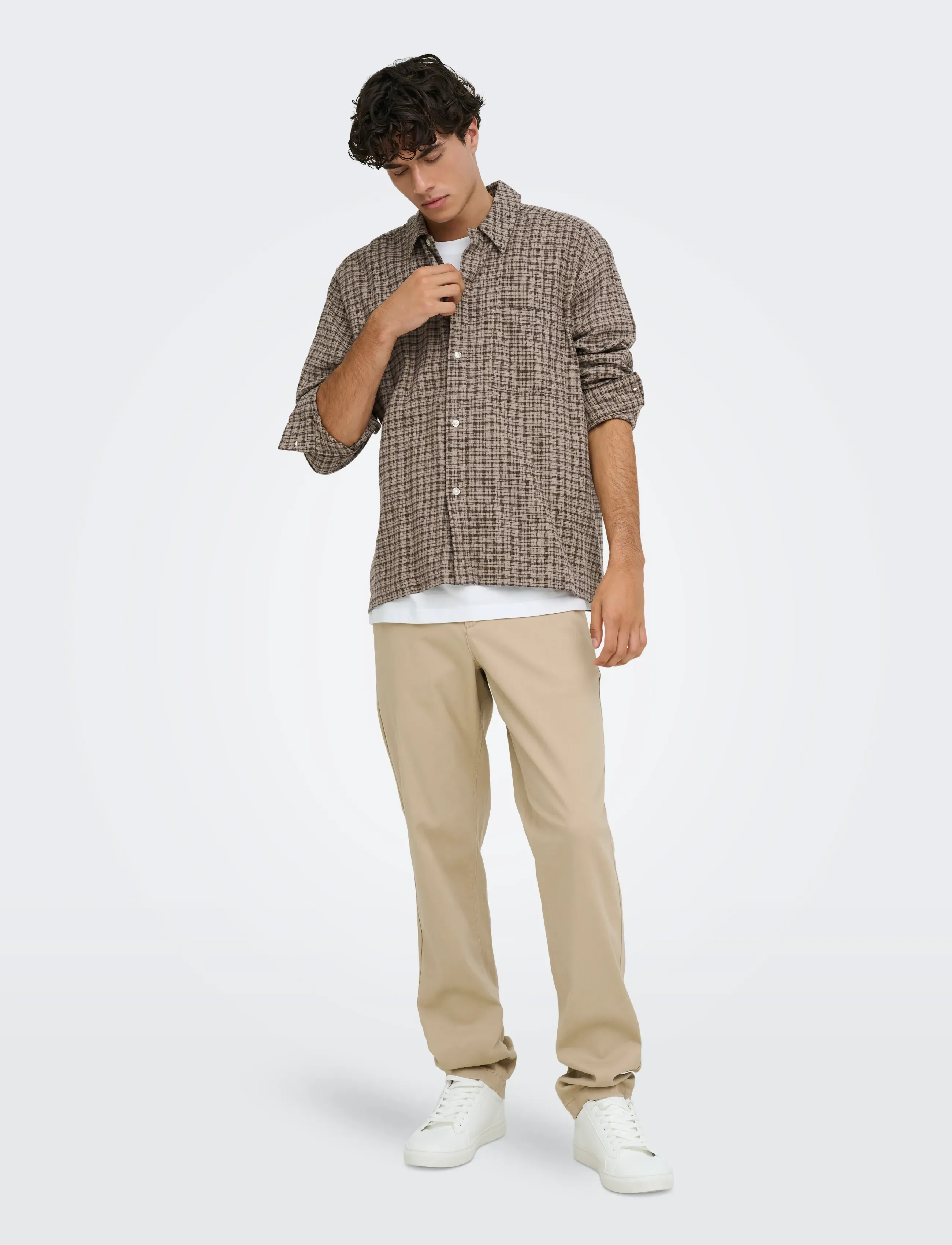 ONLY & SONS - ONSHALE FLANNEL CHECK SHIRT RLX FIT - flanell-hemden - travertine - 4