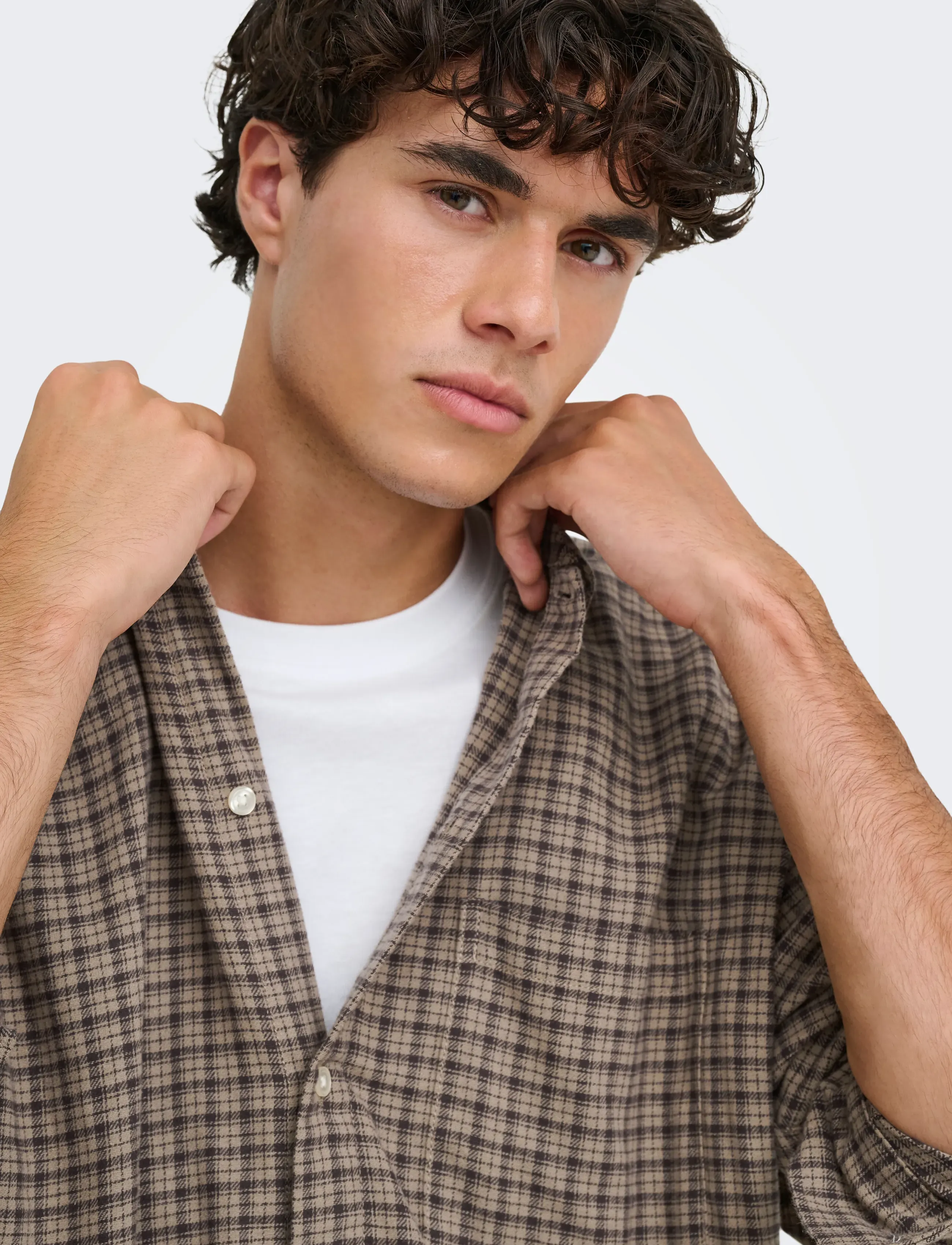 ONLY & SONS - ONSHALE FLANNEL CHECK SHIRT RLX FIT - flanell-hemden - travertine - 5