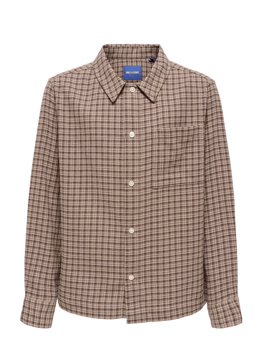 ONLY & SONS - OSJHALE FLANNEL CHECK SHIRT RLX - langärmlige hemden - travertine - 0