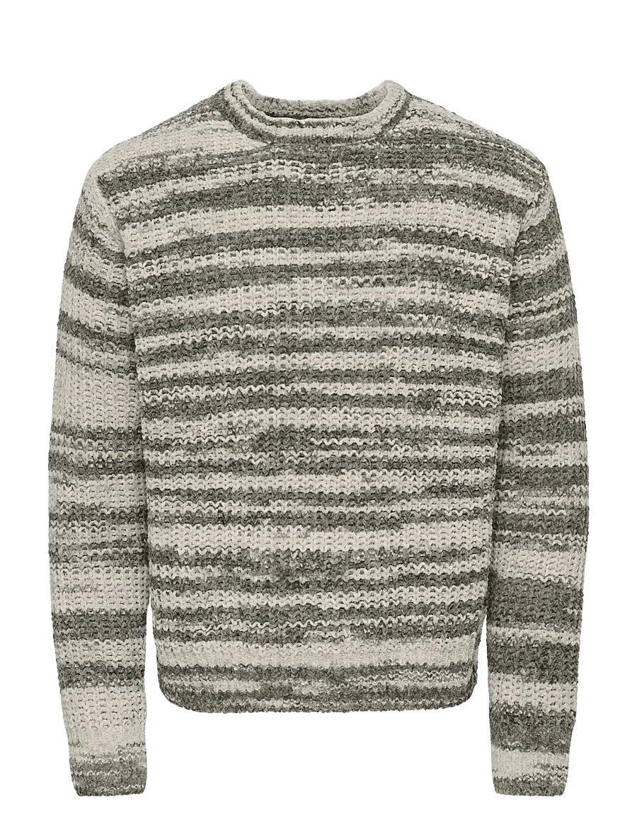 ONLY & SONS - ONSHANK RLX CREW NECK KNIT - beluga - 1