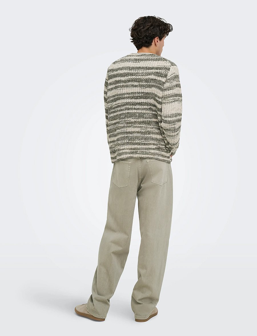 ONLY & SONS - ONSHANK RLX CREW NECK KNIT - beluga - 3