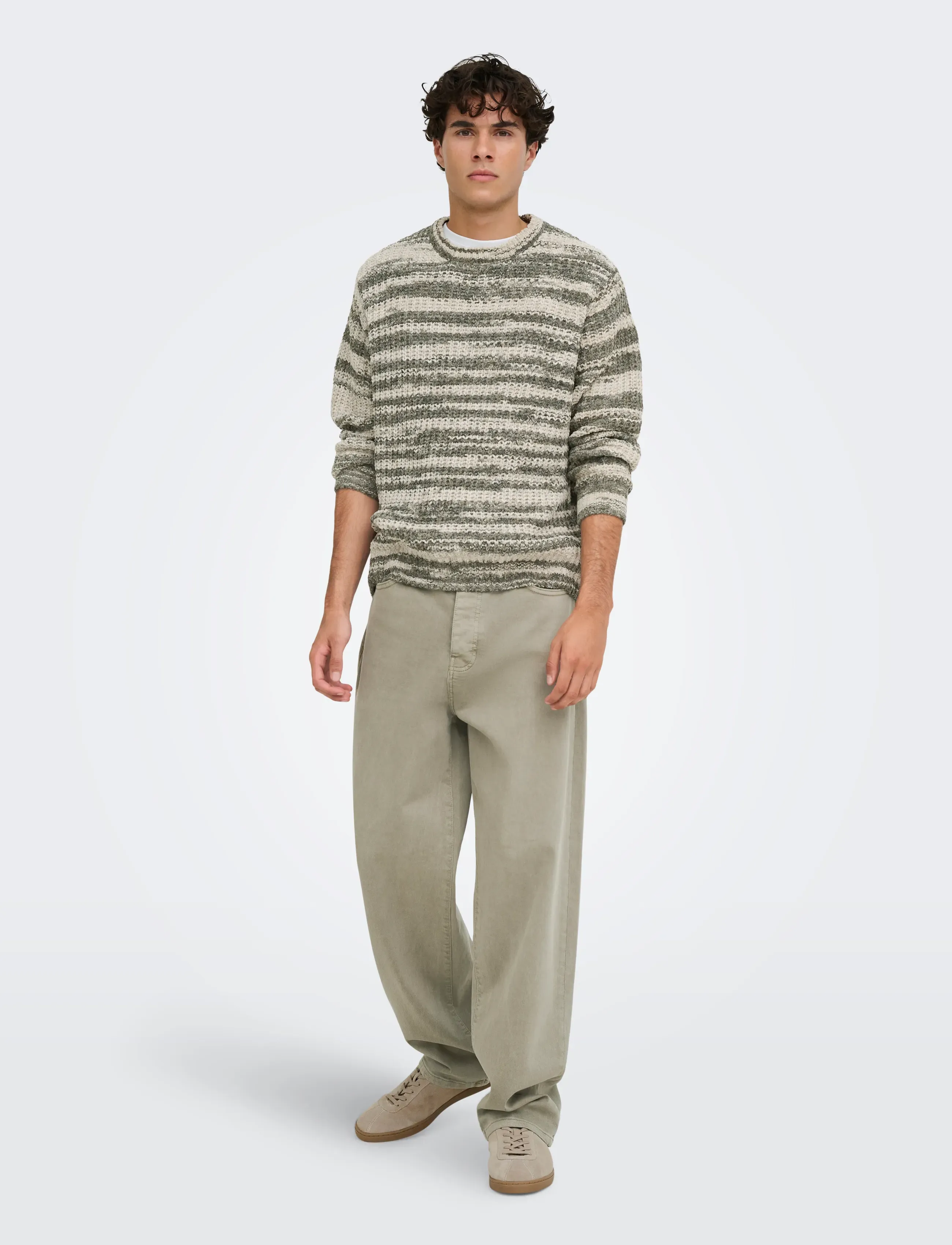 ONLY & SONS - ONSHANK RLX CREW NECK KNIT - beluga - 4