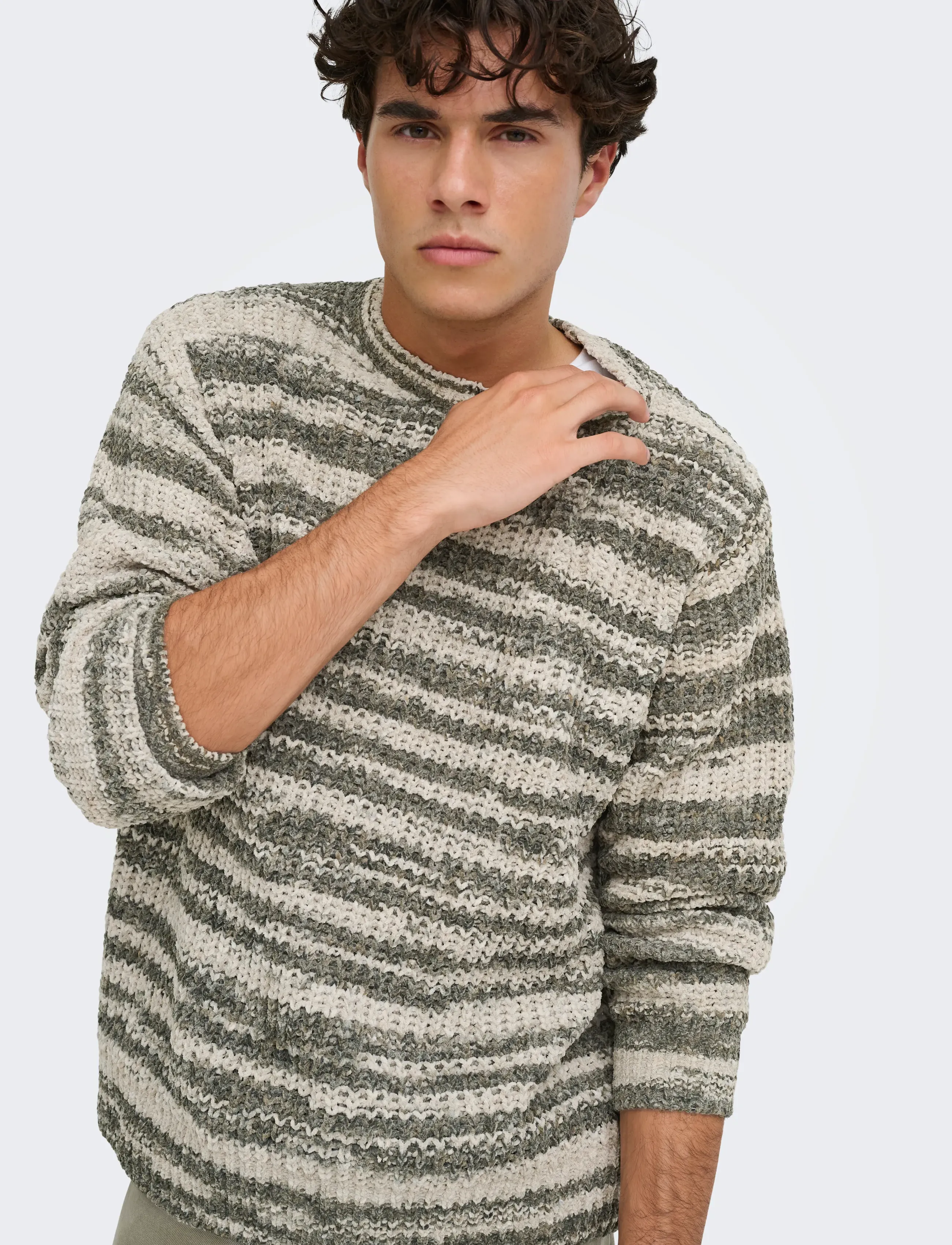 ONLY & SONS - ONSHANK RLX CREW NECK KNIT - beluga - 5