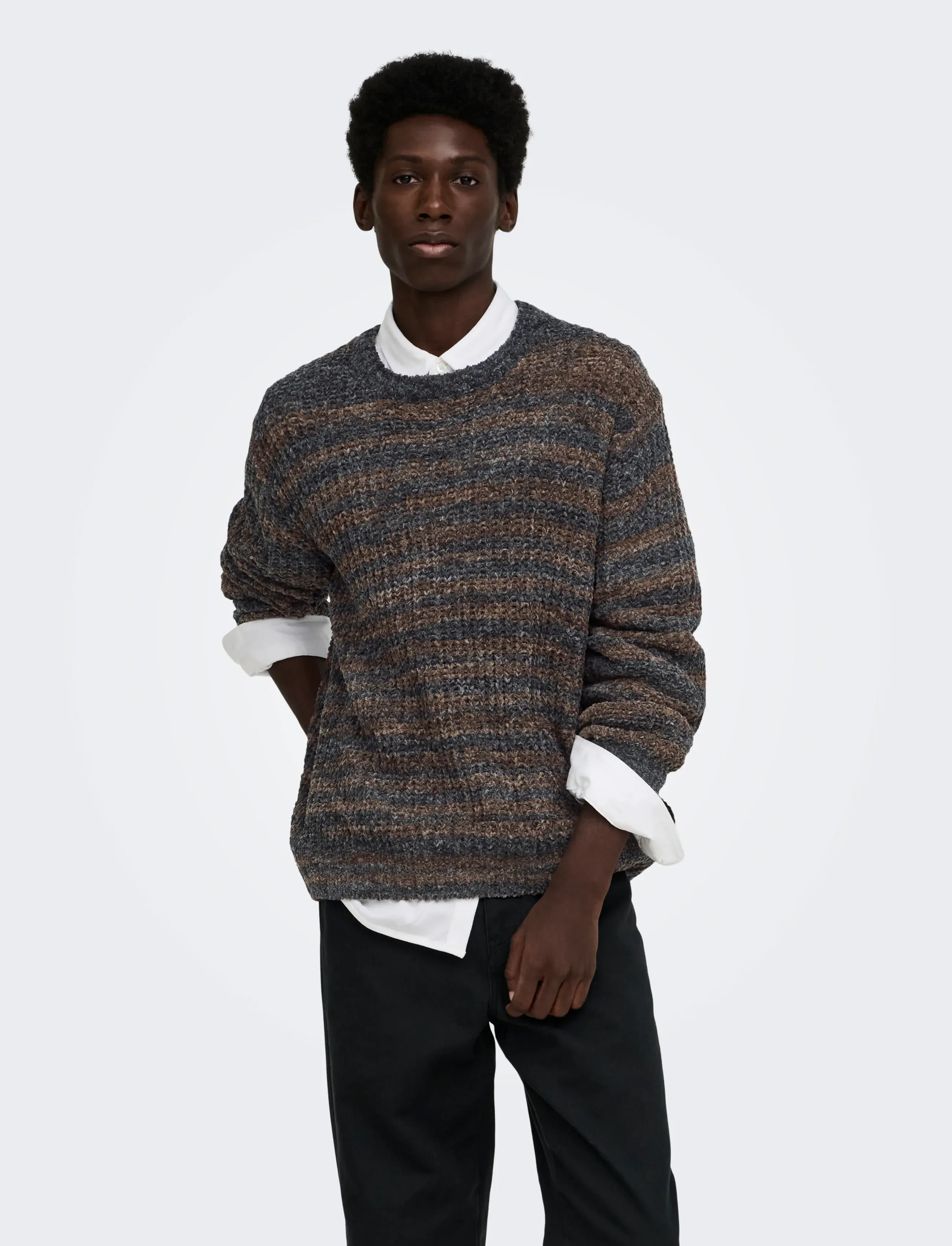 ONLY & SONS - ONSHANK RLX CREW NECK KNIT - Ümara kaelusega - black - 0