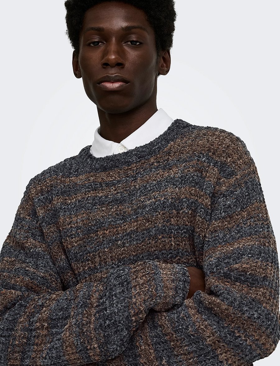 ONLY & SONS - ONSHANK RLX CREW NECK KNIT - Ümara kaelusega - black - 5