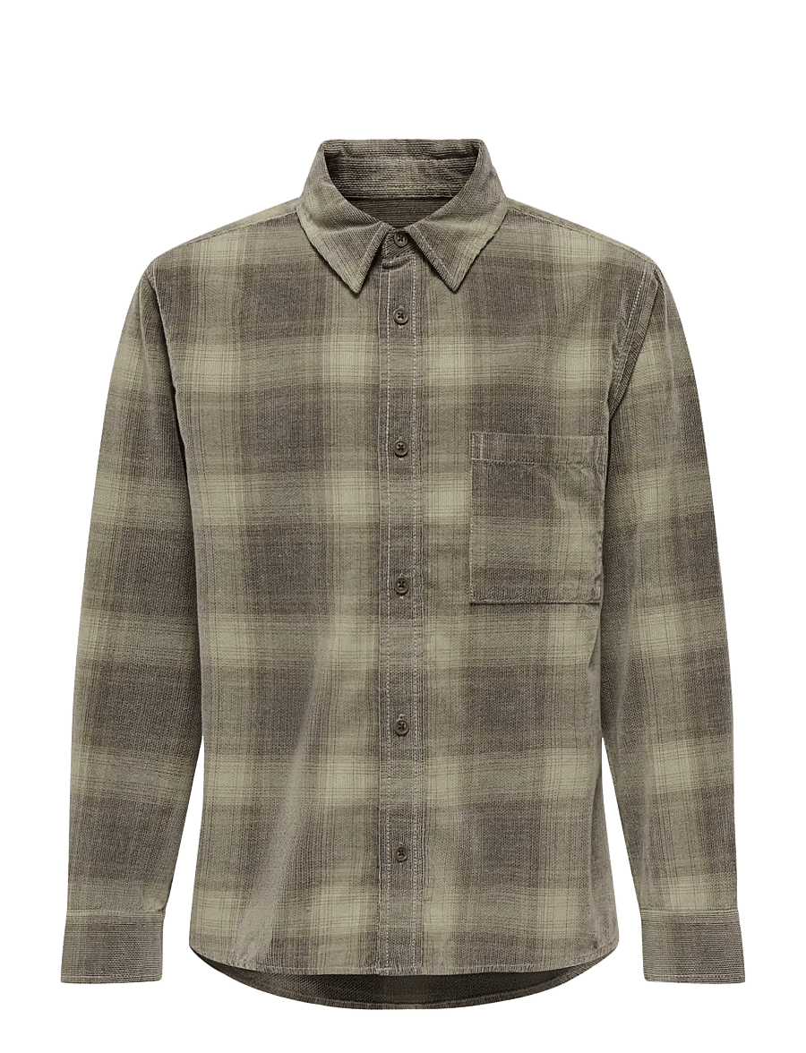 ONLY & SONS - OSJWILLIAM CORD LS SHIRT JR - soft silt - 0