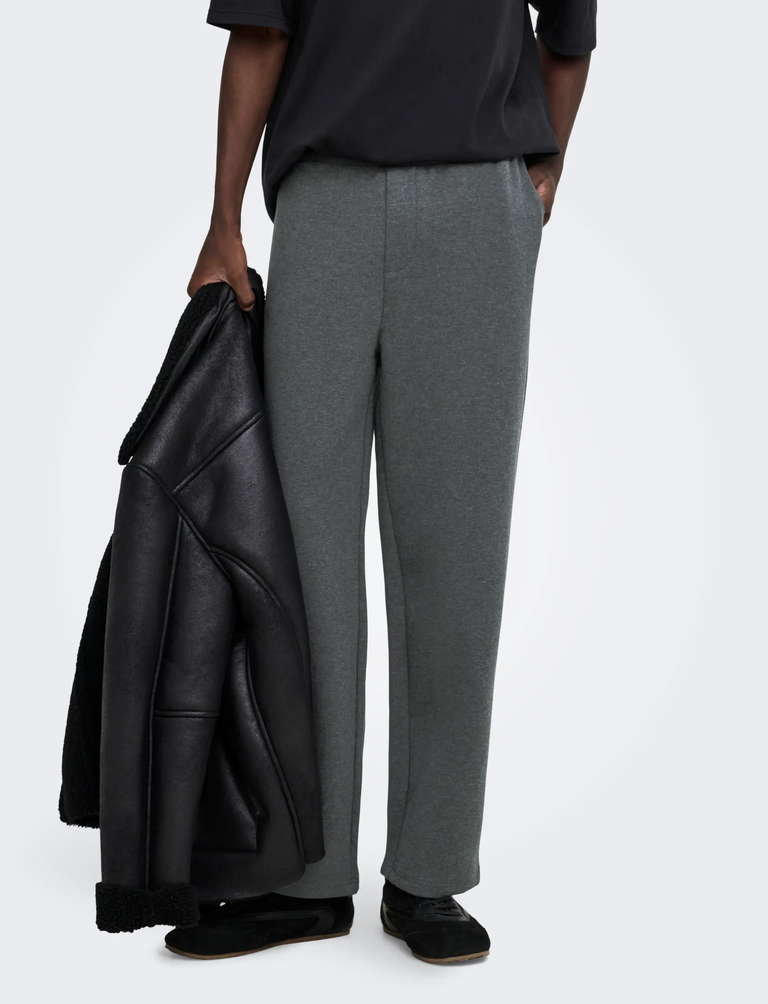 ONLY & SONS - ONSGOYLE WIDE SCUBA PANT - kollektsioonid - dark grey melange - 0
