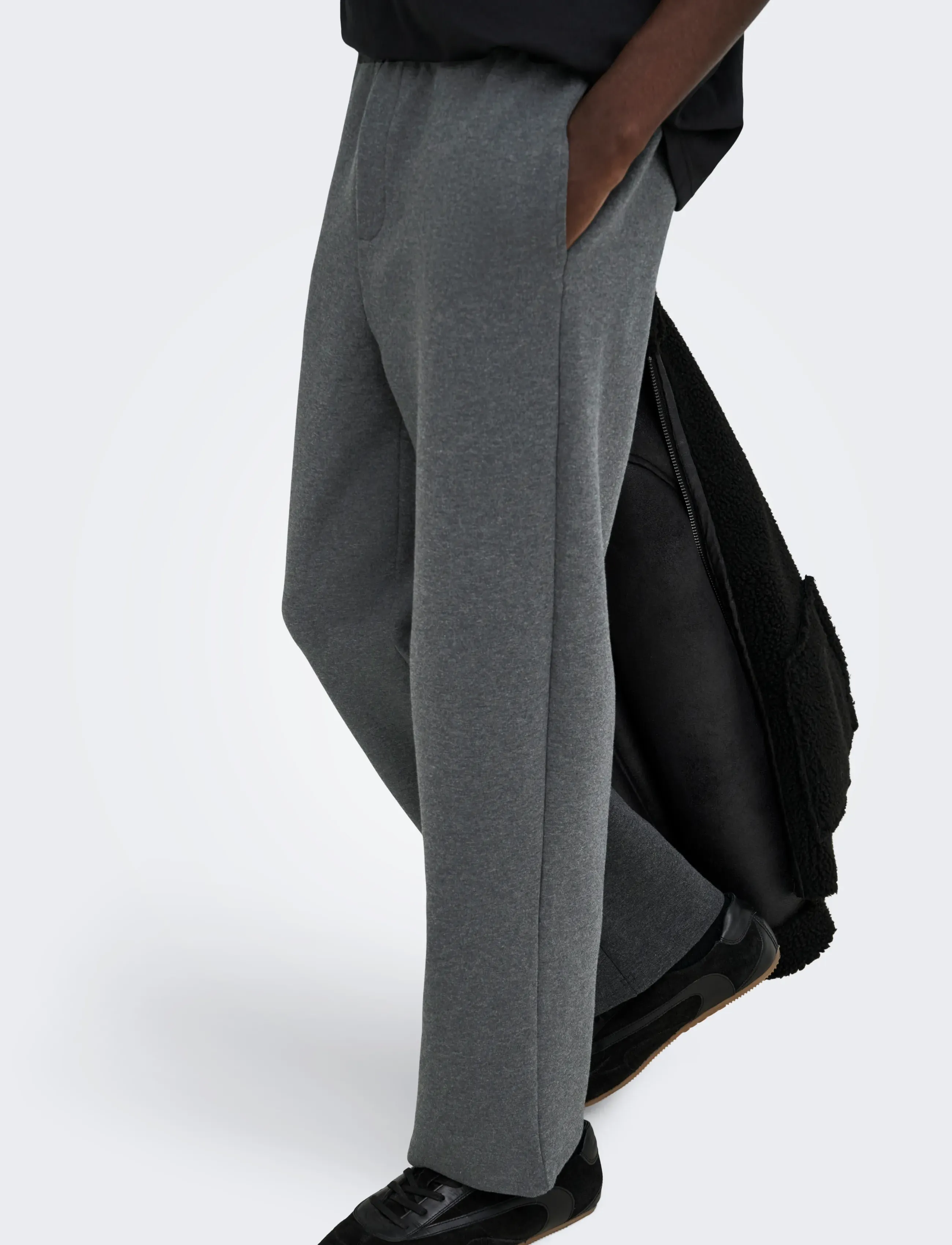 ONLY & SONS ONSGOYLE WIDE SCUBA PANT - Clothing - DARK GREY MELANGE / grey