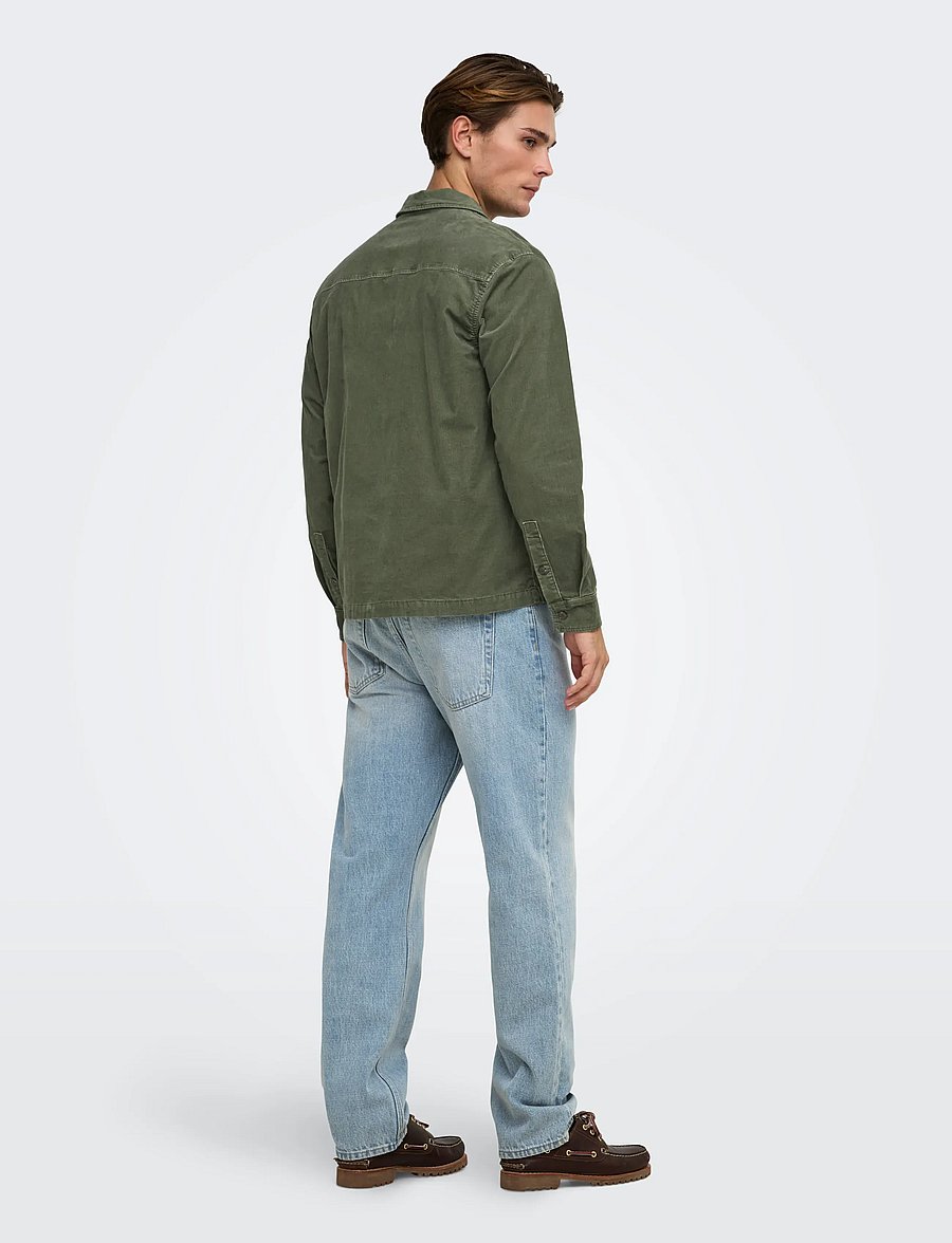ONLY & SONS - ONSEWELL WASHED CORDUROY SHIRT - forest night - 3