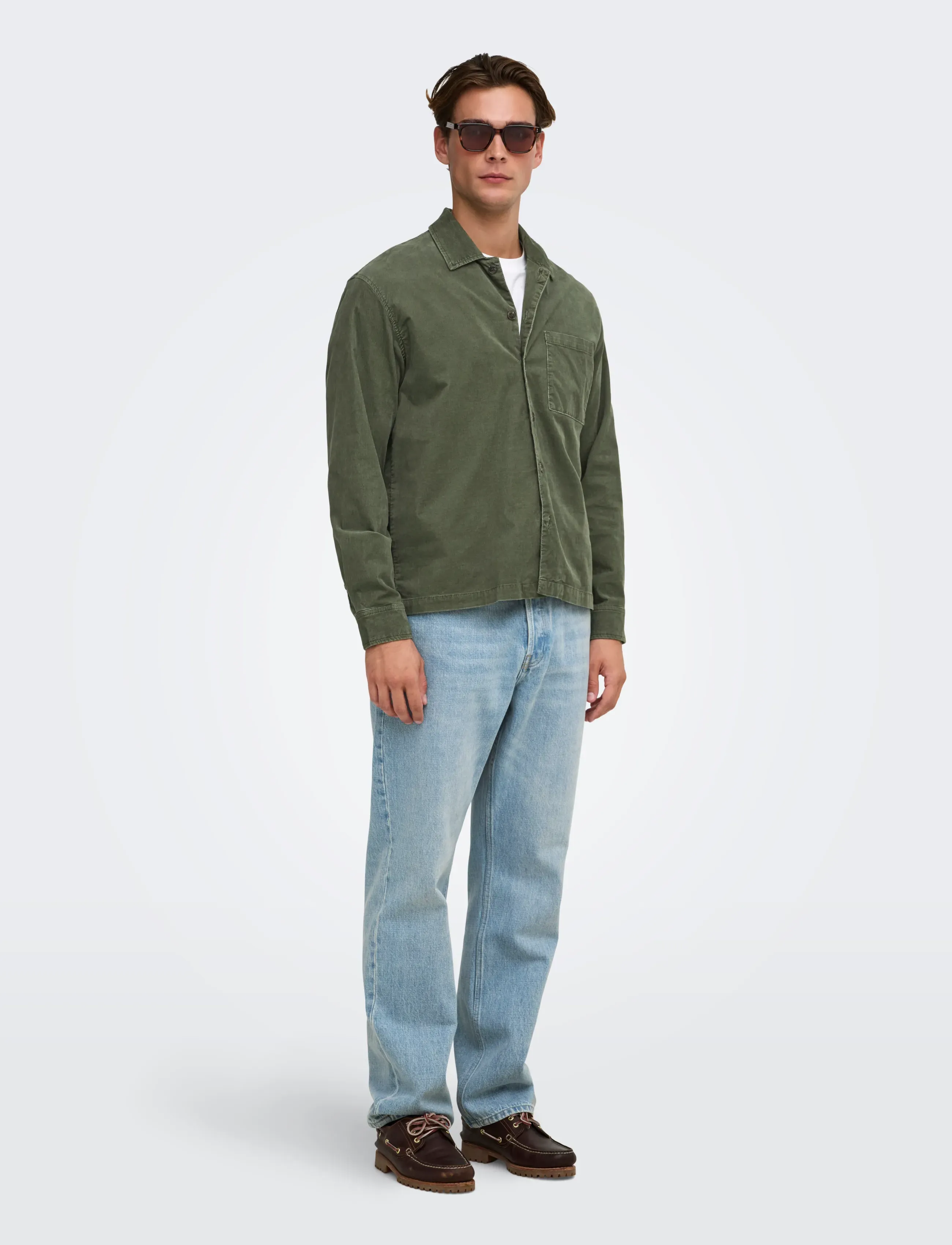 ONLY & SONS - ONSEWELL WASHED CORDUROY SHIRT - forest night - 4